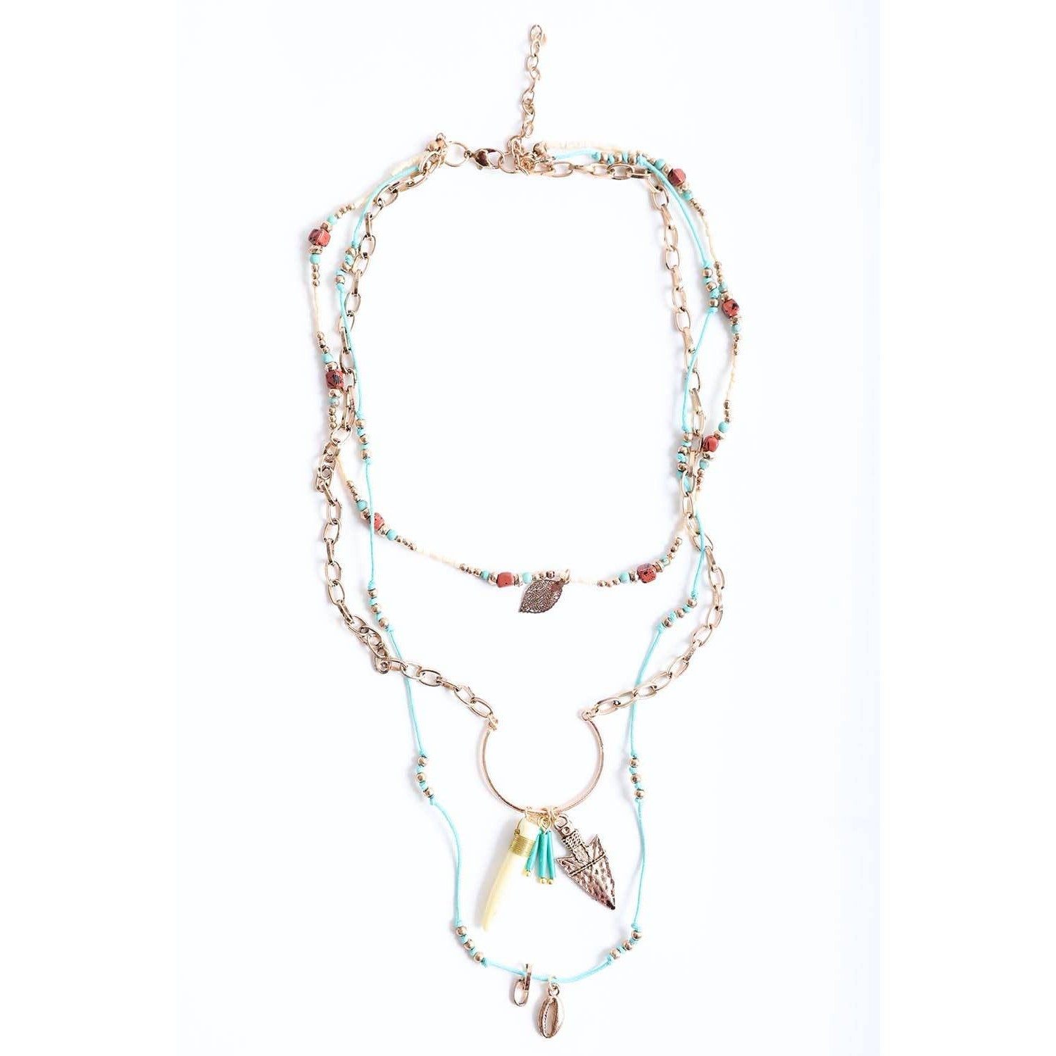Bohemian Chic Faux Tusk & Horn Necklace π | Rustic Gold Faux Animal Inspired