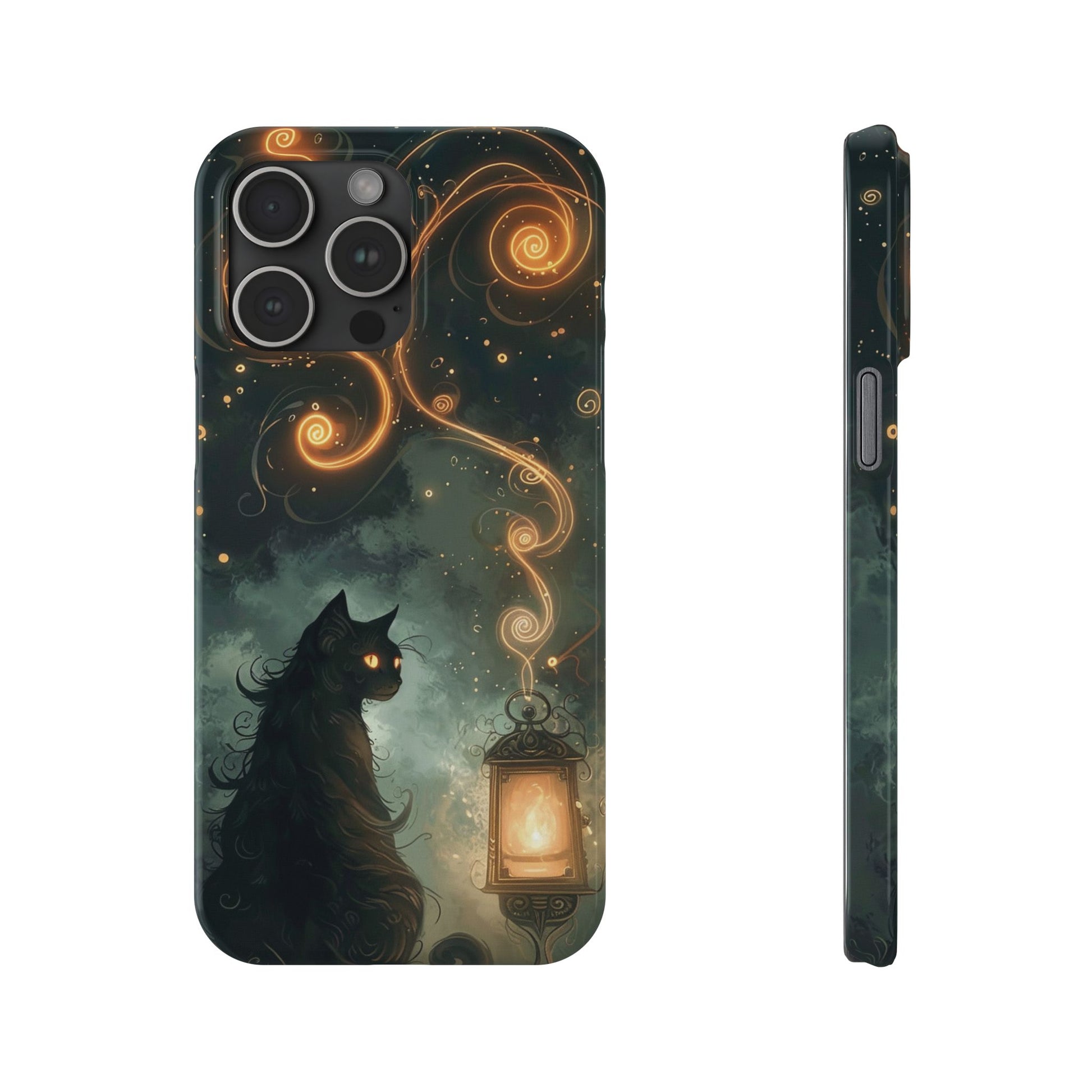 Mystical Cat Phone Case - Enchanting Dark Night Design, Perfect Gift for Cat Lovers, Halloween & Home Decor