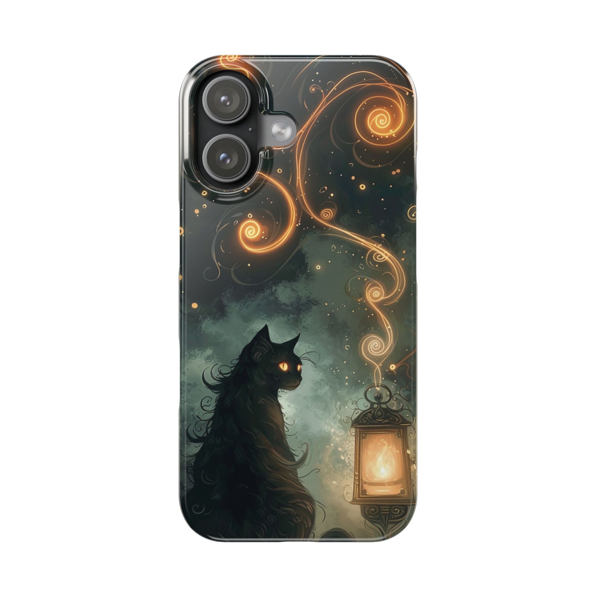 Mystical Cat Phone Case - Enchanting Dark Night Design, Perfect Gift for Cat Lovers, Halloween & Home Decor