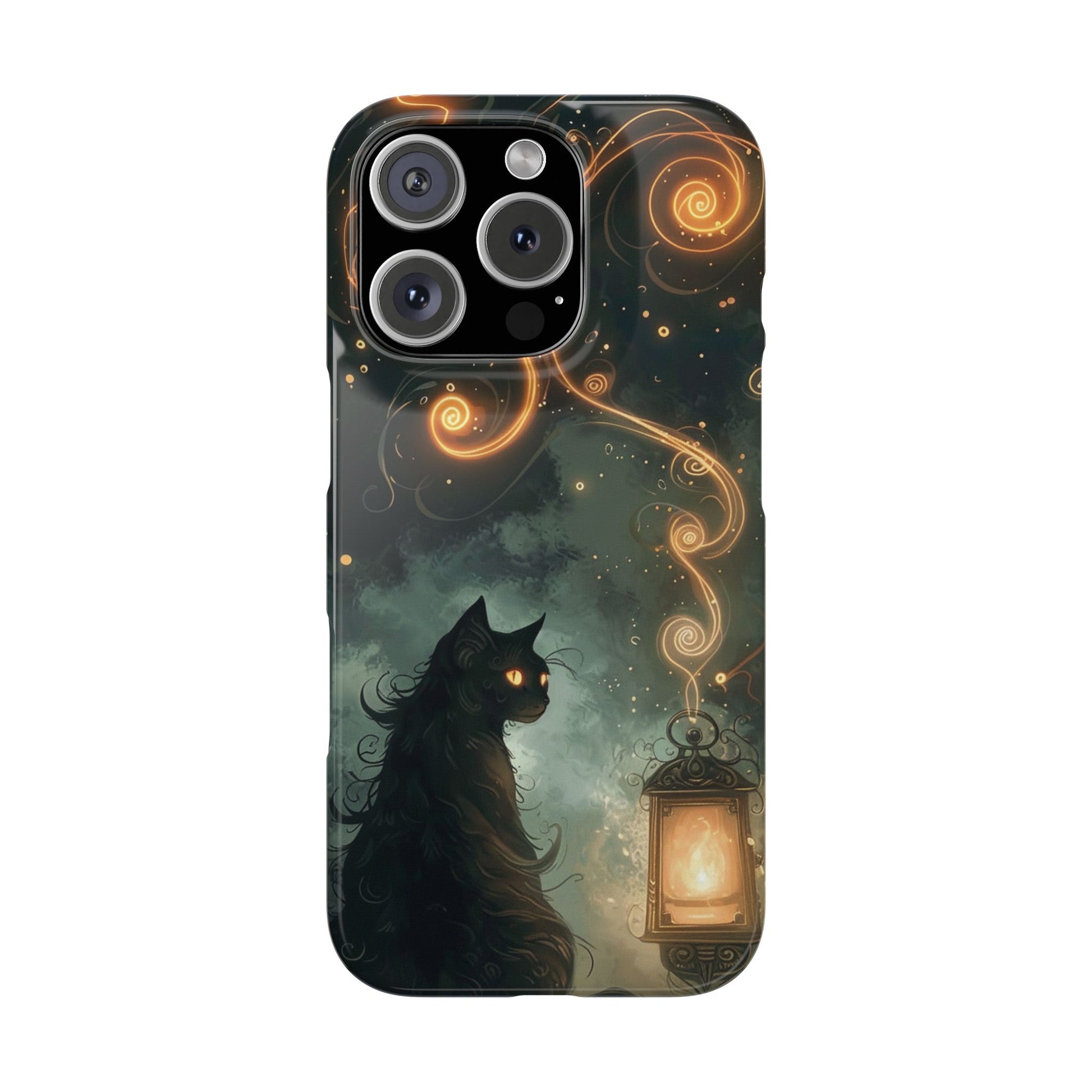 Mystical Cat Phone Case - Enchanting Dark Night Design, Perfect Gift for Cat Lovers, Halloween & Home Decor
