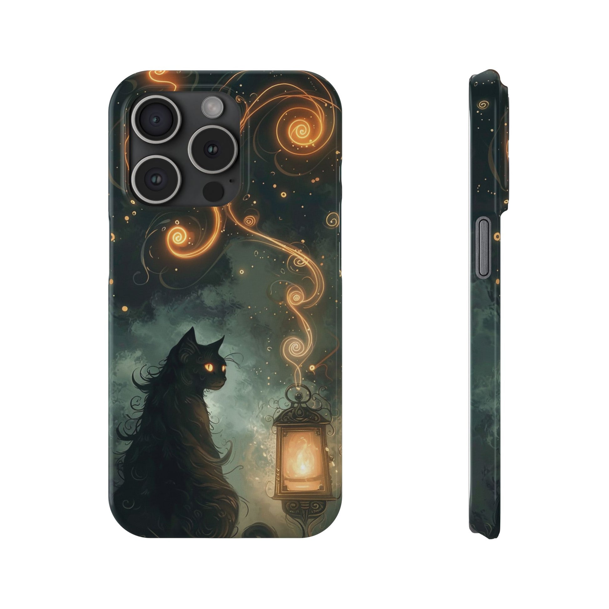 Mystical Cat Phone Case - Enchanting Dark Night Design, Perfect Gift for Cat Lovers, Halloween & Home Decor