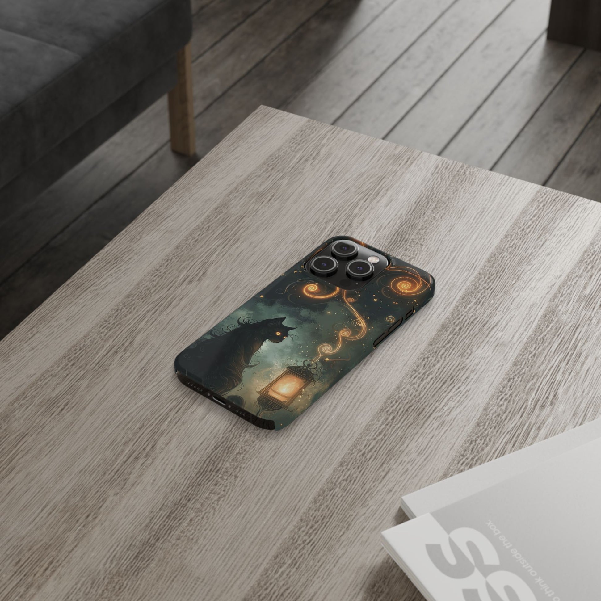 Mystical Cat Phone Case - Enchanting Dark Night Design, Perfect Gift for Cat Lovers, Halloween & Home Decor