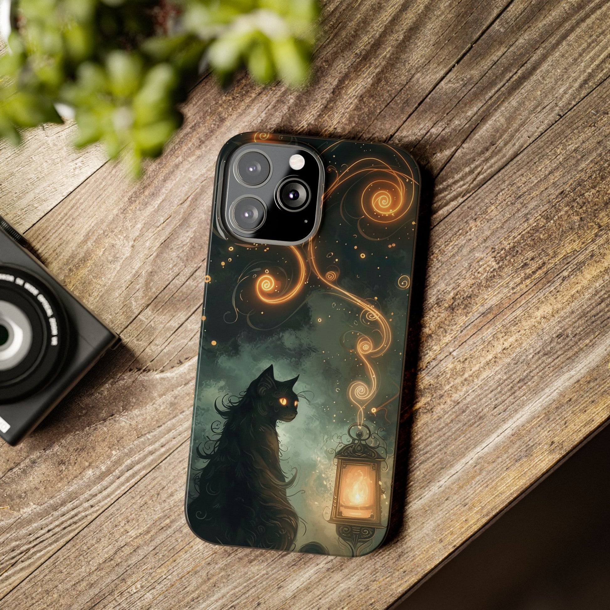 Mystical Cat Phone Case - Enchanting Dark Night Design, Perfect Gift for Cat Lovers, Halloween & Home Decor