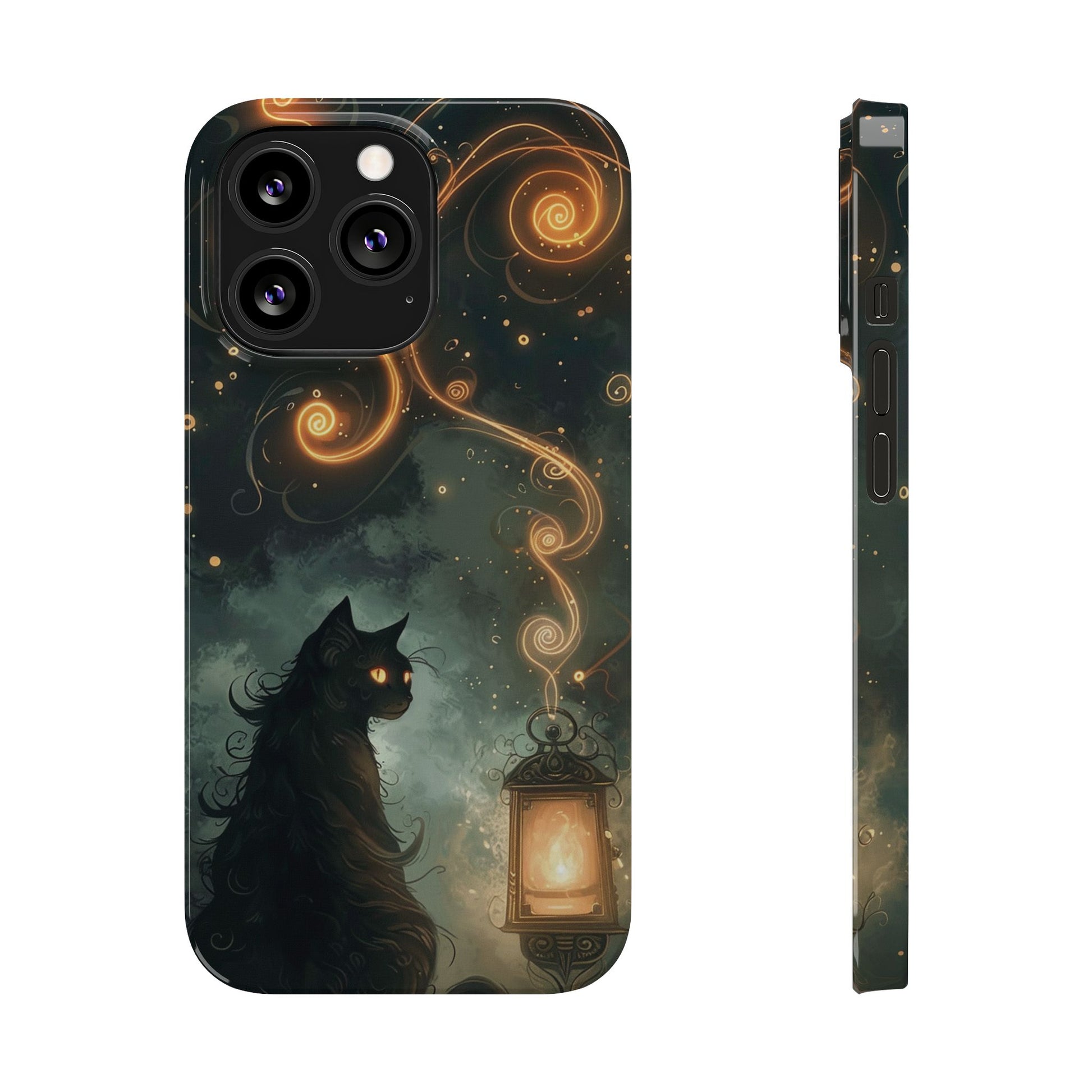 Mystical Cat Phone Case - Enchanting Dark Night Design, Perfect Gift for Cat Lovers, Halloween & Home Decor