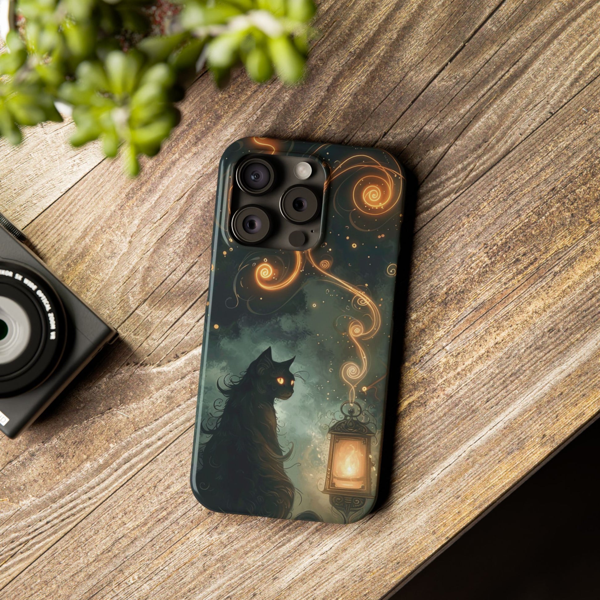 Mystical Cat Phone Case - Enchanting Dark Night Design, Perfect Gift for Cat Lovers, Halloween & Home Decor