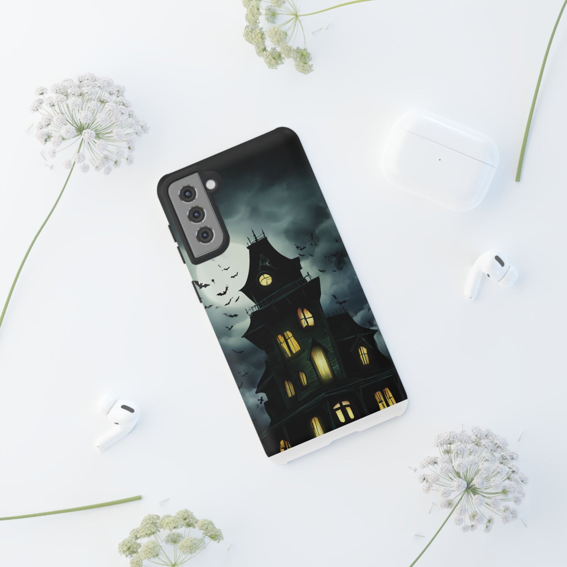 Gothic Haunted House Phone Case, Spooky Halloween Accessory, Creepy Gift for Horror Lovers, Unique Mobile Cover, Fall Decoration