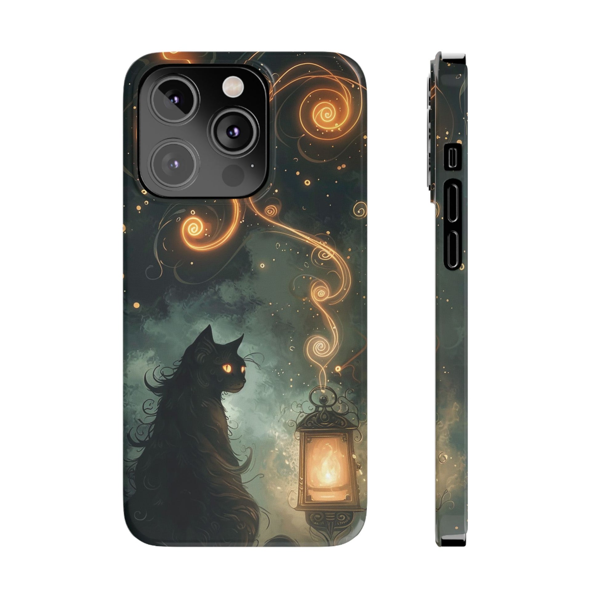 Mystical Cat Phone Case - Enchanting Dark Night Design, Perfect Gift for Cat Lovers, Halloween & Home Decor