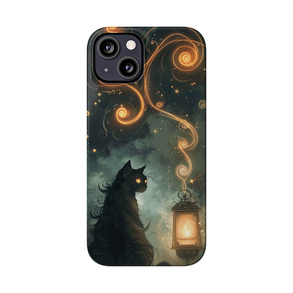 Mystical Cat Phone Case - Enchanting Dark Night Design, Perfect Gift for Cat Lovers, Halloween & Home Decor