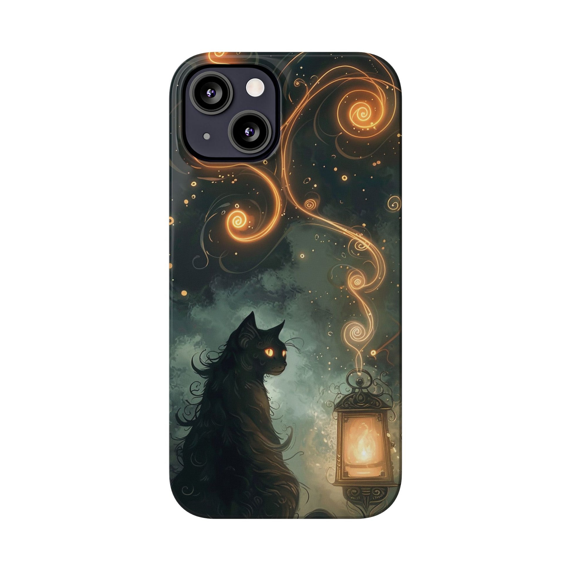 Mystical Cat Phone Case - Enchanting Dark Night Design, Perfect Gift for Cat Lovers, Halloween & Home Decor