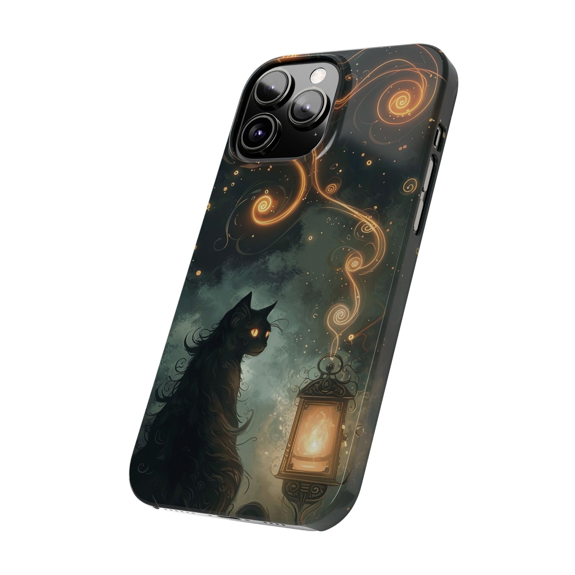 Mystical Cat Phone Case - Enchanting Dark Night Design, Perfect Gift for Cat Lovers, Halloween & Home Decor