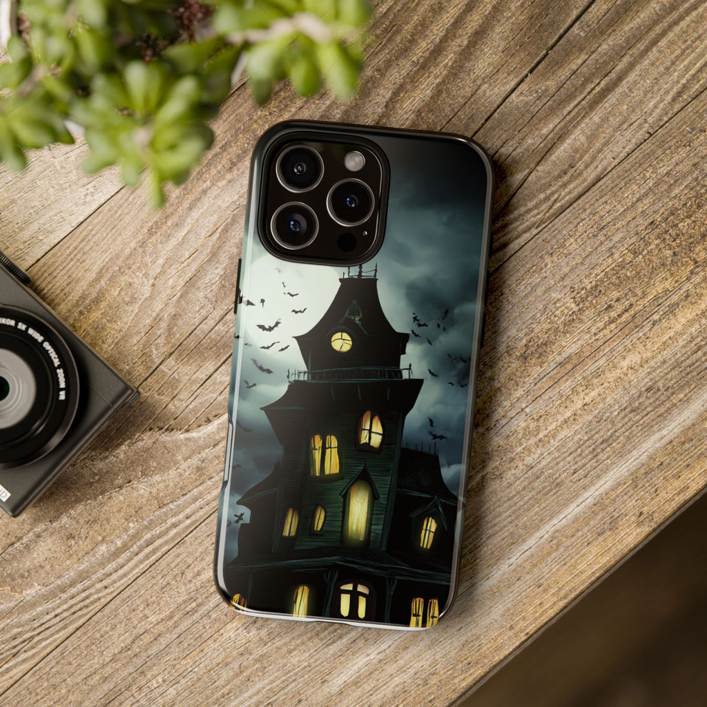 Gothic Haunted House Phone Case, Spooky Halloween Accessory, Creepy Gift for Horror Lovers, Unique Mobile Cover, Fall Decoration
