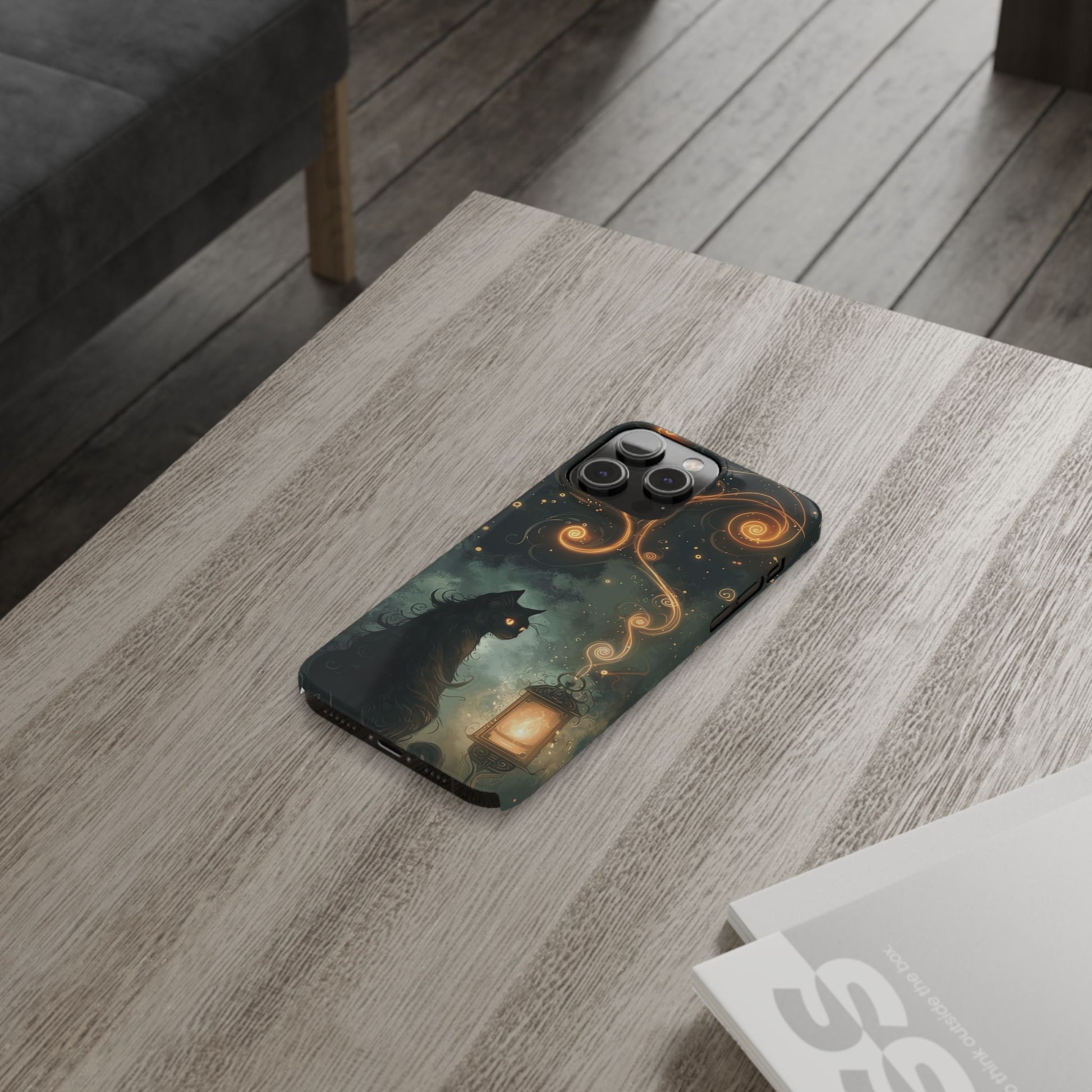 Mystical Cat Phone Case - Enchanting Dark Night Design, Perfect Gift for Cat Lovers, Halloween & Home Decor