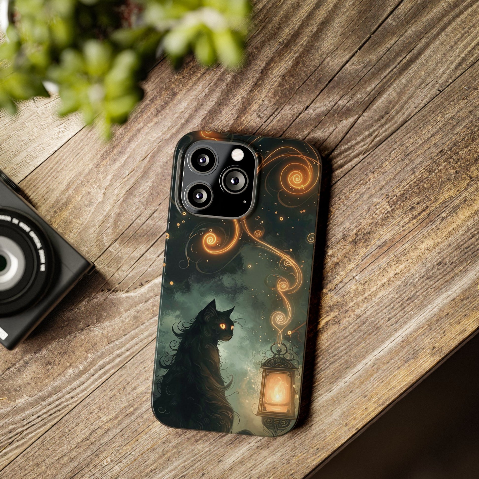 Mystical Cat Phone Case - Enchanting Dark Night Design, Perfect Gift for Cat Lovers, Halloween & Home Decor