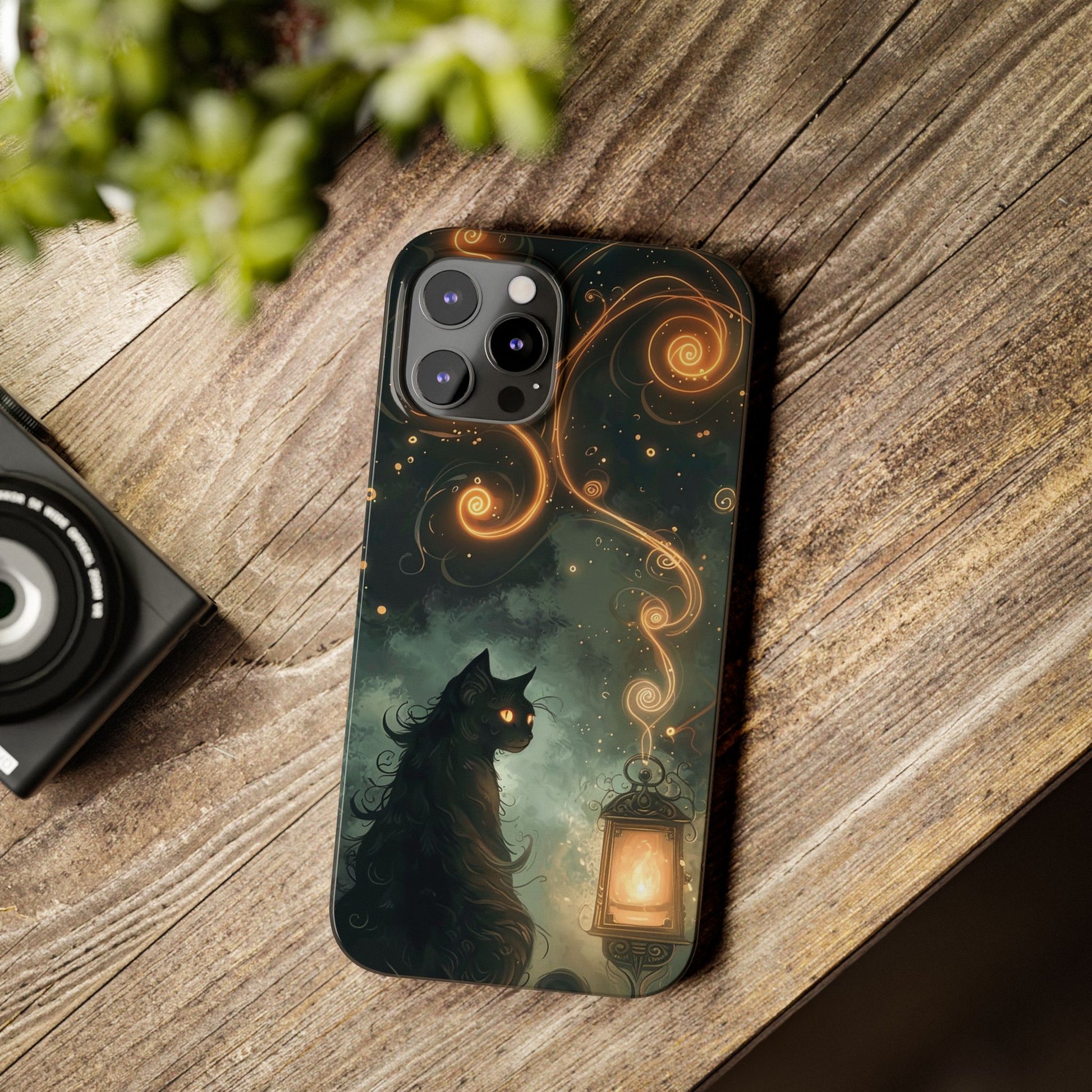 Mystical Cat Phone Case - Enchanting Dark Night Design, Perfect Gift for Cat Lovers, Halloween & Home Decor