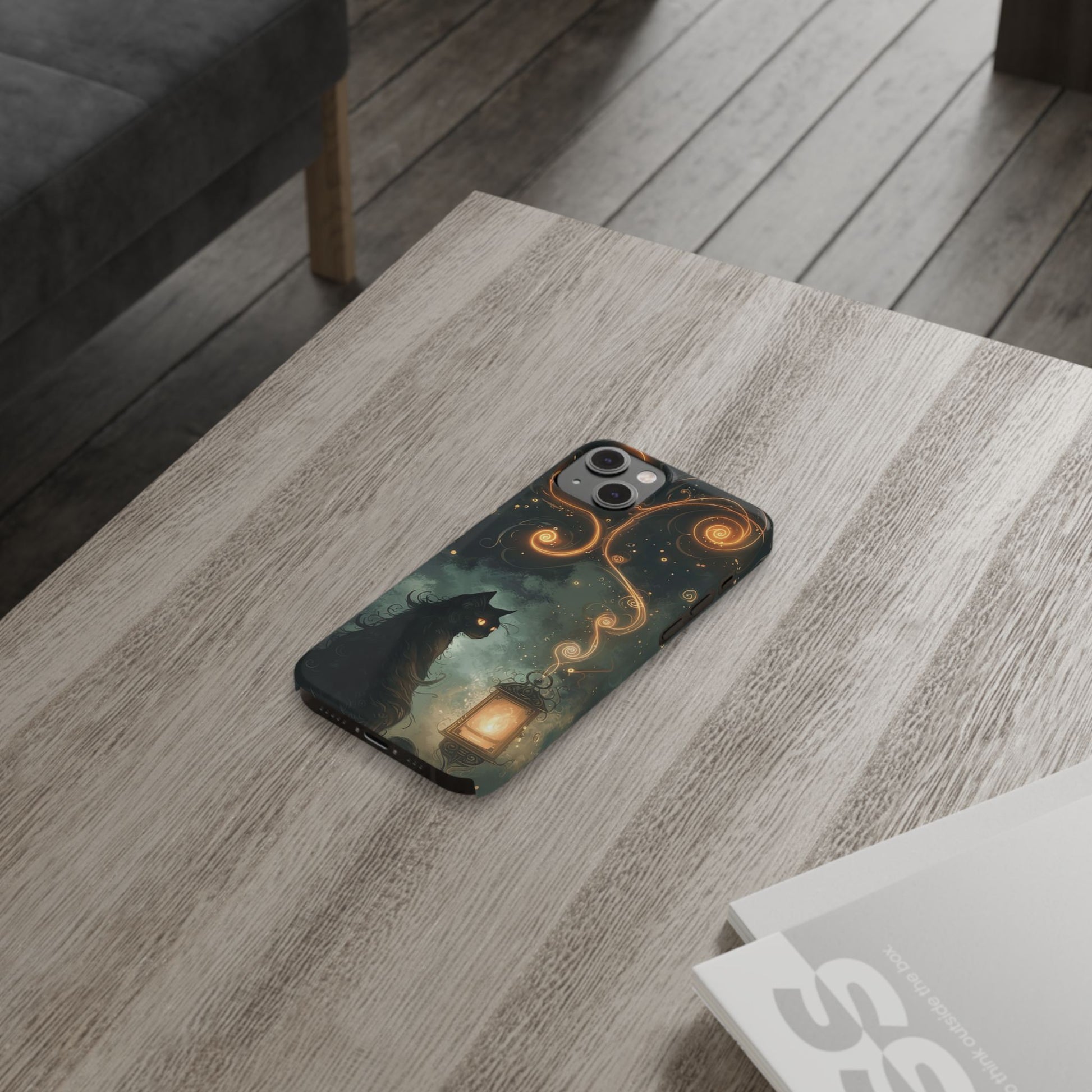 Mystical Cat Phone Case - Enchanting Dark Night Design, Perfect Gift for Cat Lovers, Halloween & Home Decor