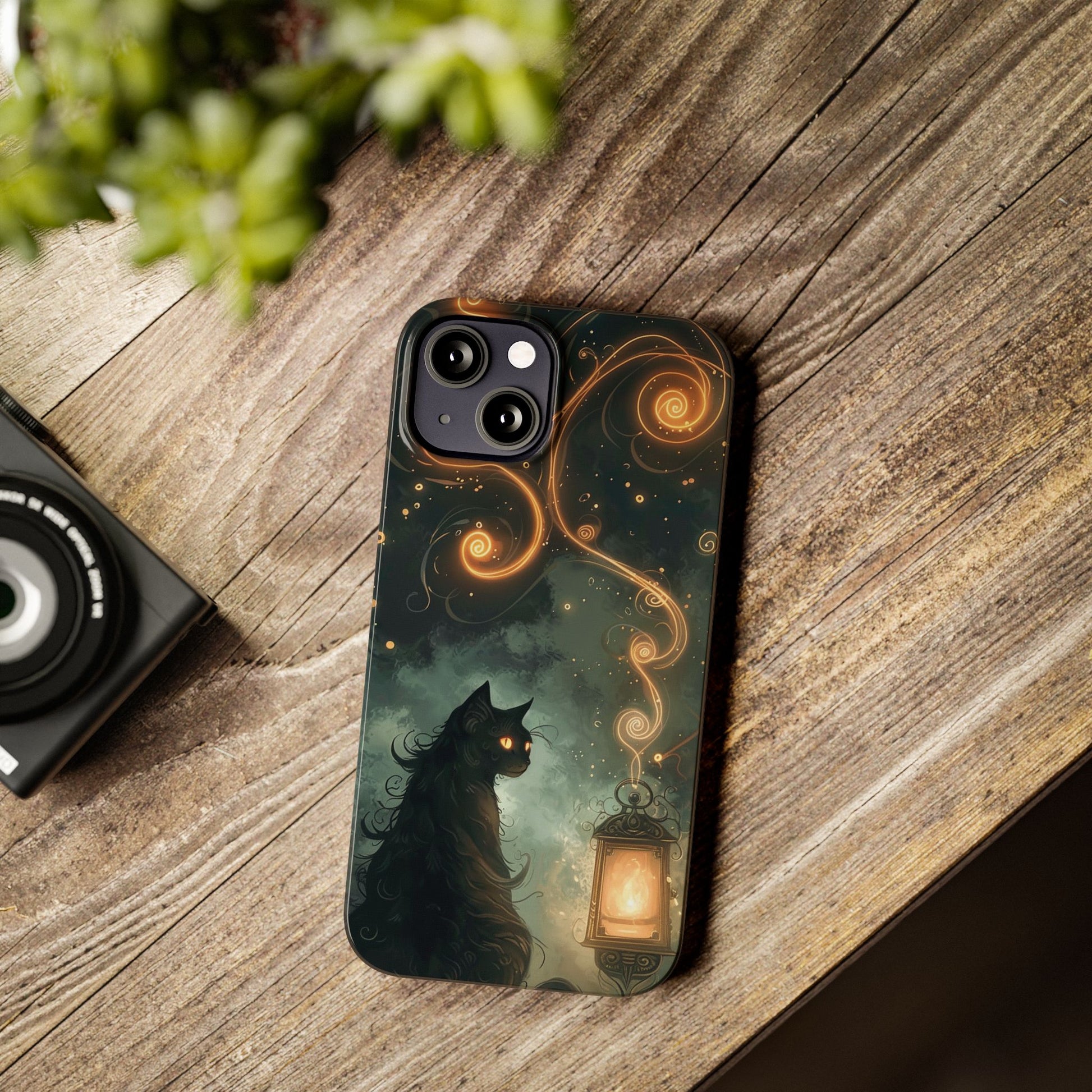 Mystical Cat Phone Case - Enchanting Dark Night Design, Perfect Gift for Cat Lovers, Halloween & Home Decor