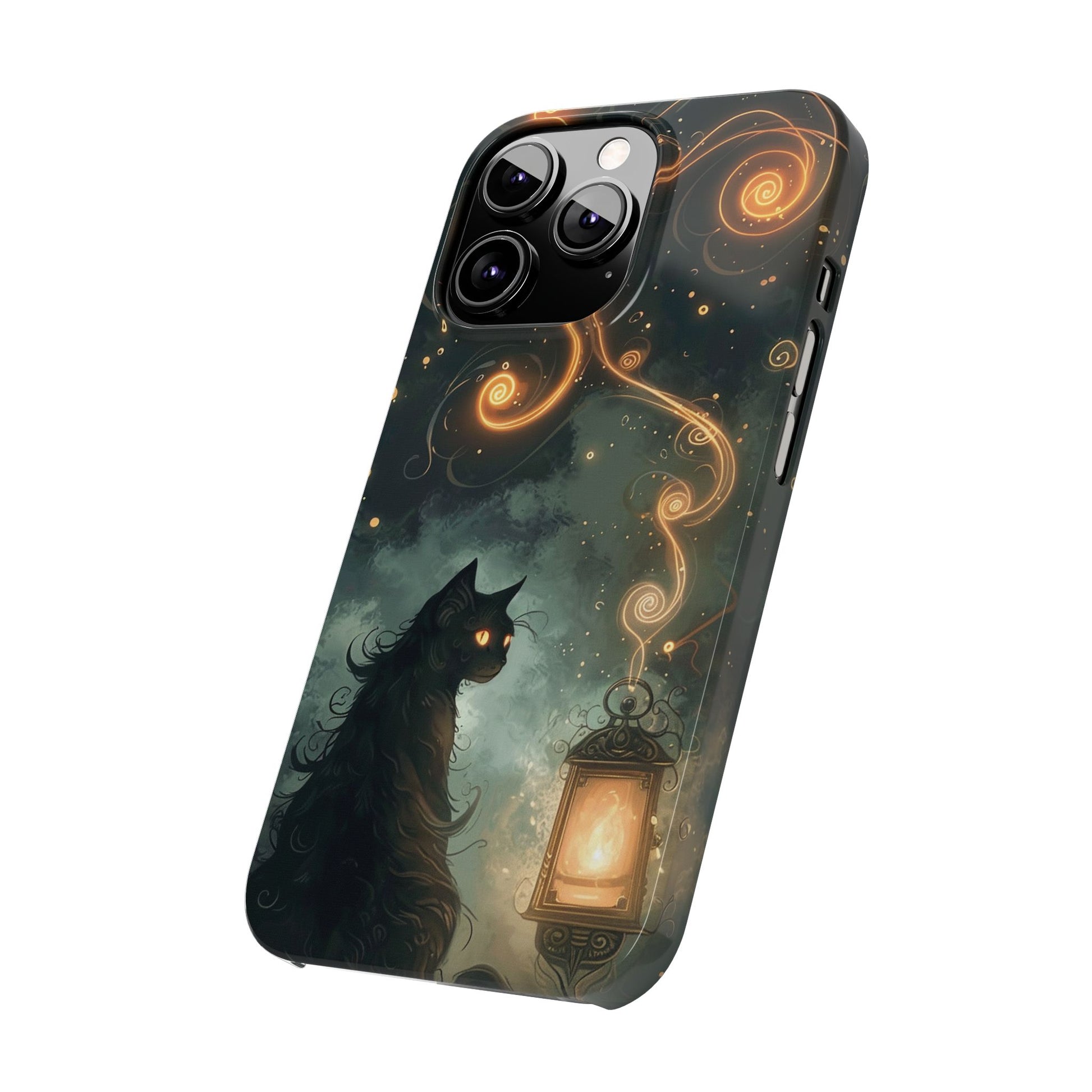 Mystical Cat Phone Case - Enchanting Dark Night Design, Perfect Gift for Cat Lovers, Halloween & Home Decor
