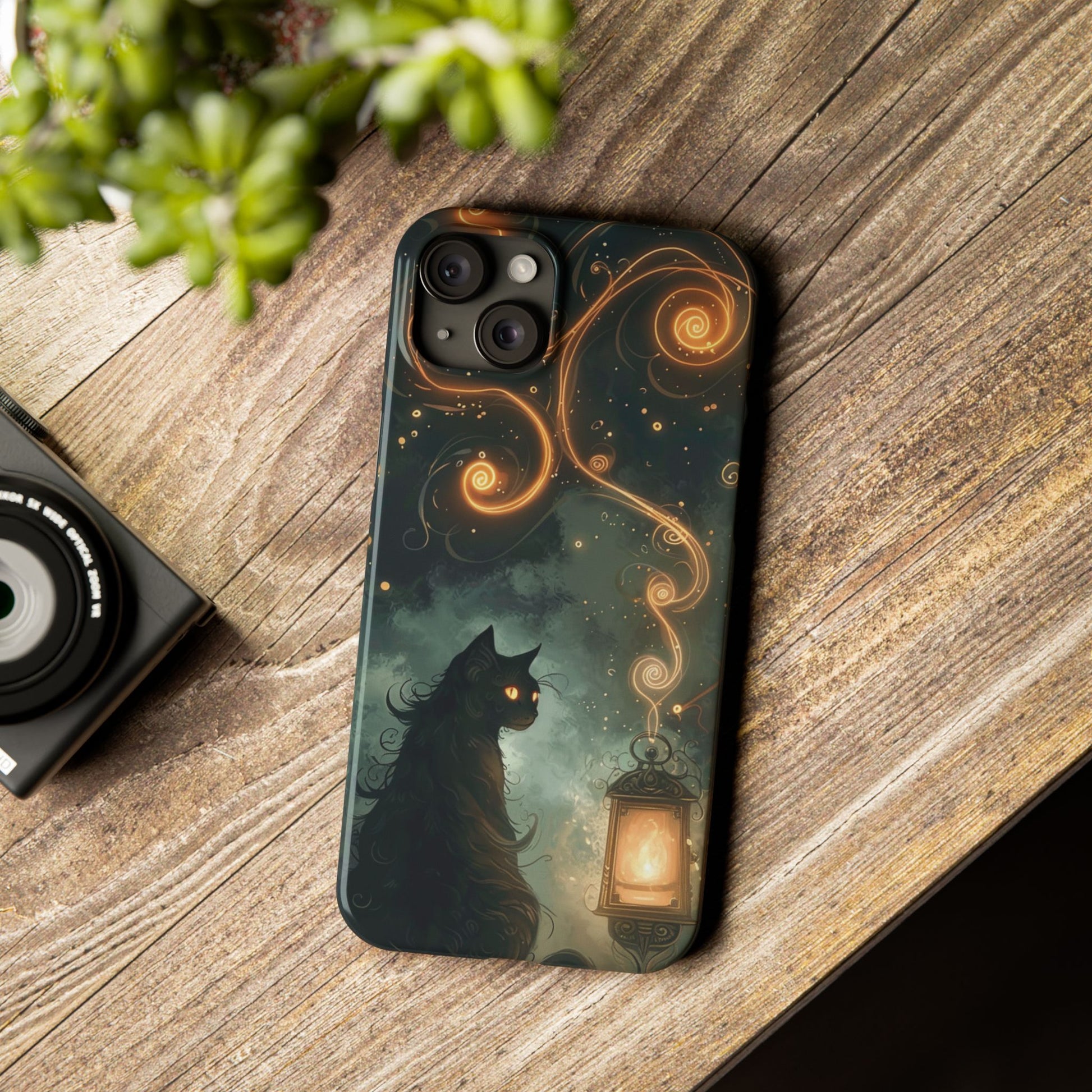 Mystical Cat Phone Case - Enchanting Dark Night Design, Perfect Gift for Cat Lovers, Halloween & Home Decor