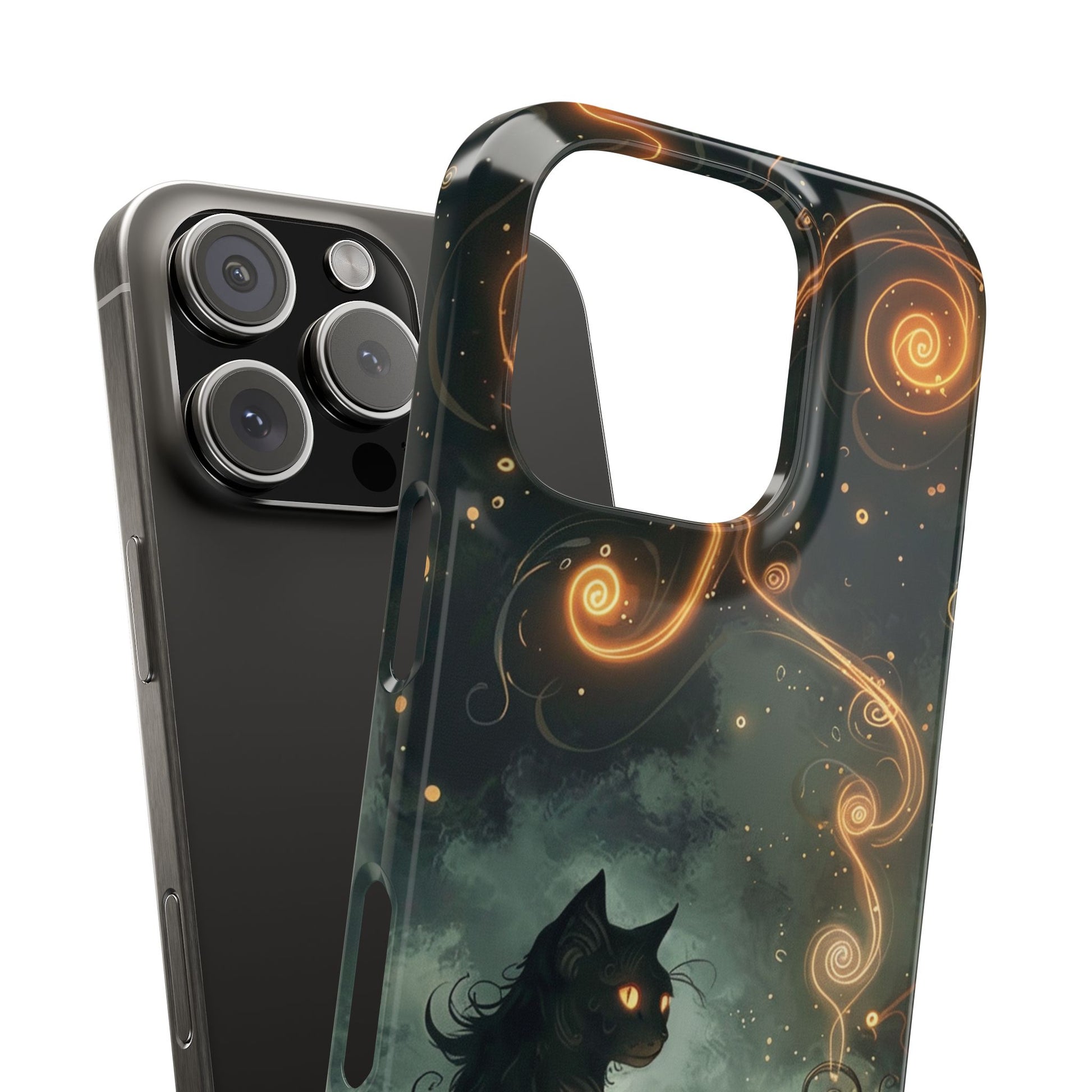Mystical Cat Phone Case - Enchanting Dark Night Design, Perfect Gift for Cat Lovers, Halloween & Home Decor