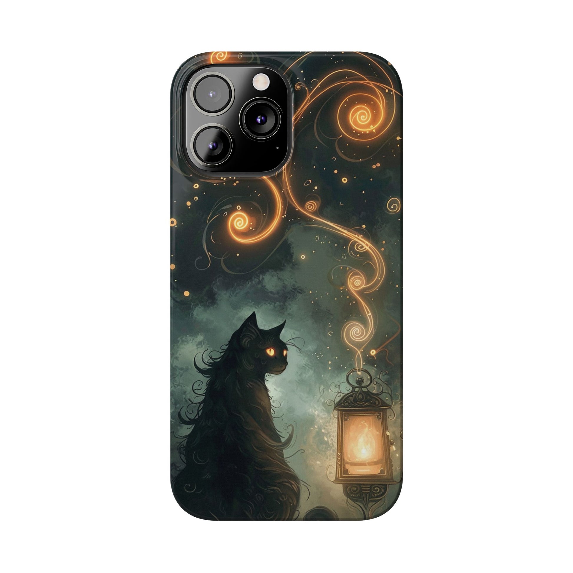 Mystical Cat Phone Case - Enchanting Dark Night Design, Perfect Gift for Cat Lovers, Halloween & Home Decor