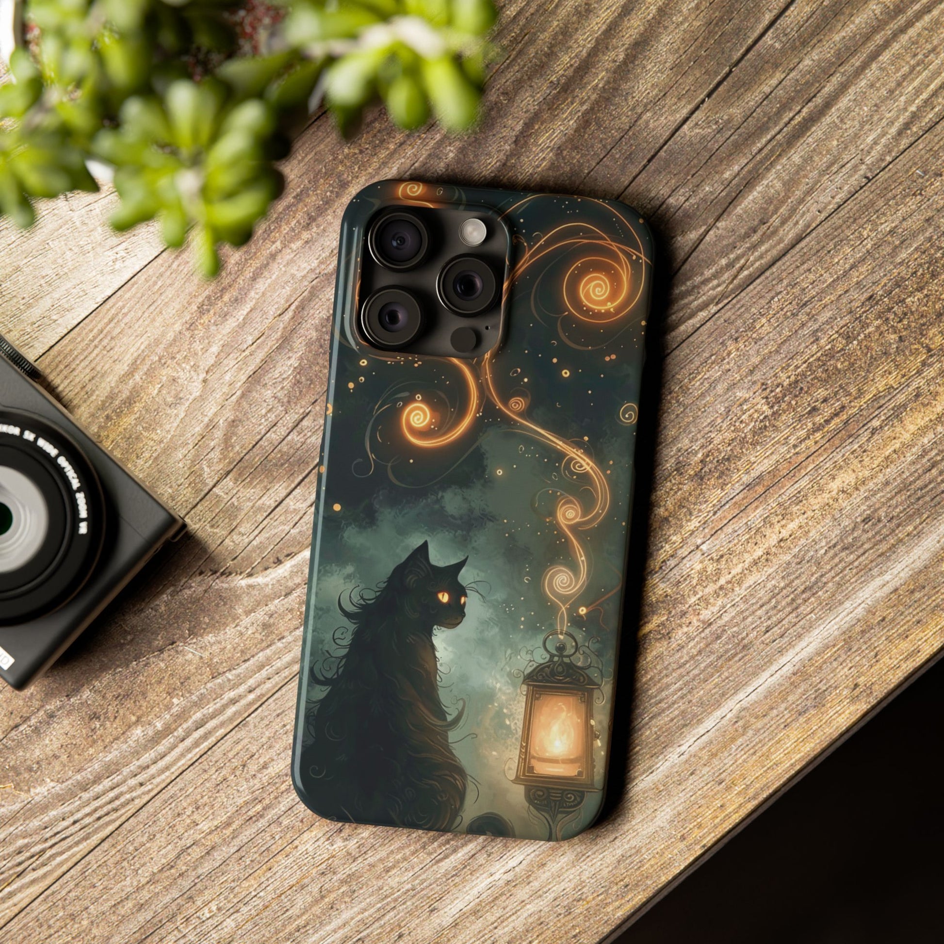 Mystical Cat Phone Case - Enchanting Dark Night Design, Perfect Gift for Cat Lovers, Halloween & Home Decor
