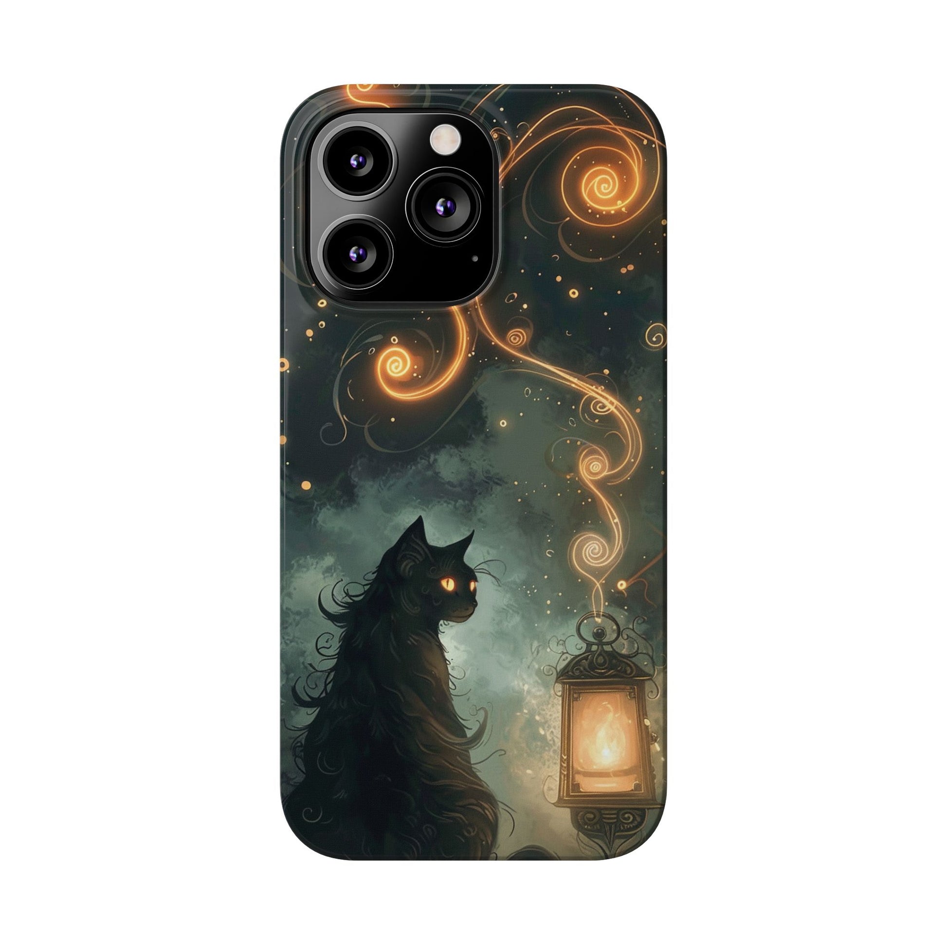 Mystical Cat Phone Case - Enchanting Dark Night Design, Perfect Gift for Cat Lovers, Halloween & Home Decor