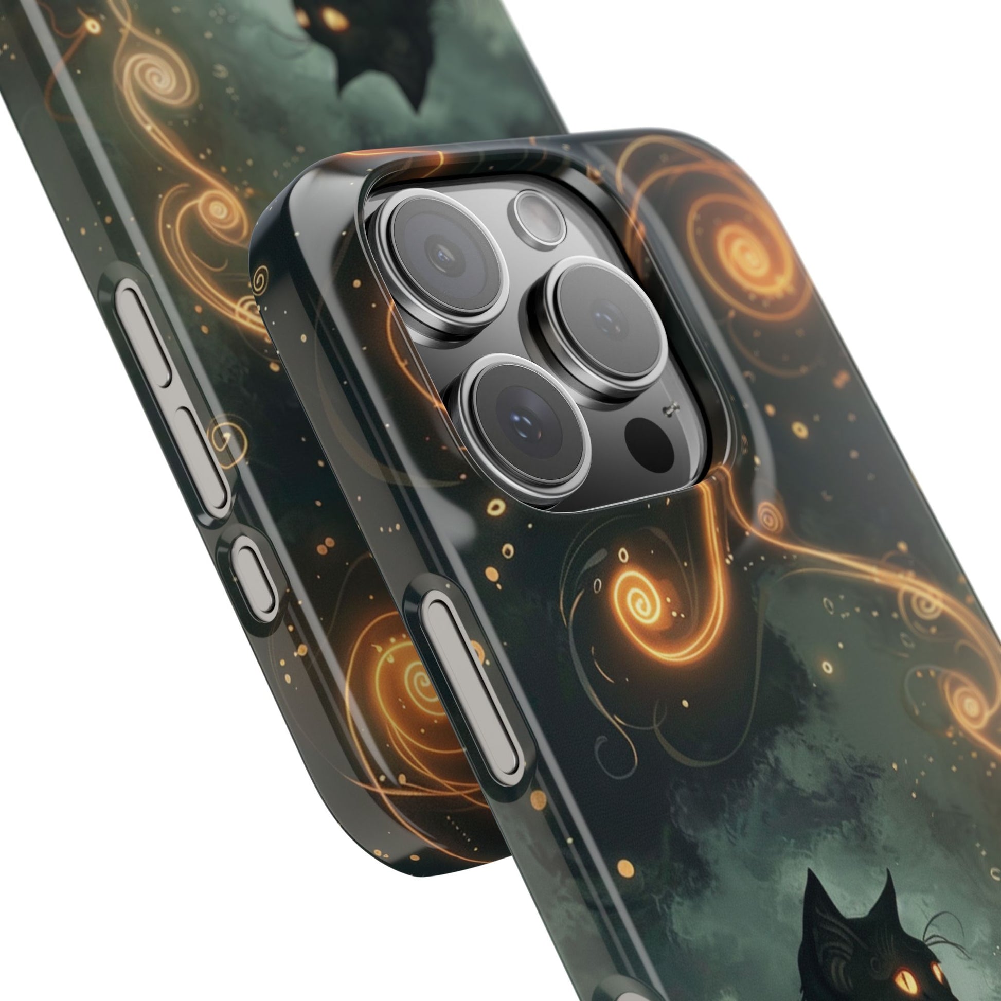 Mystical Cat Phone Case - Enchanting Dark Night Design, Perfect Gift for Cat Lovers, Halloween & Home Decor