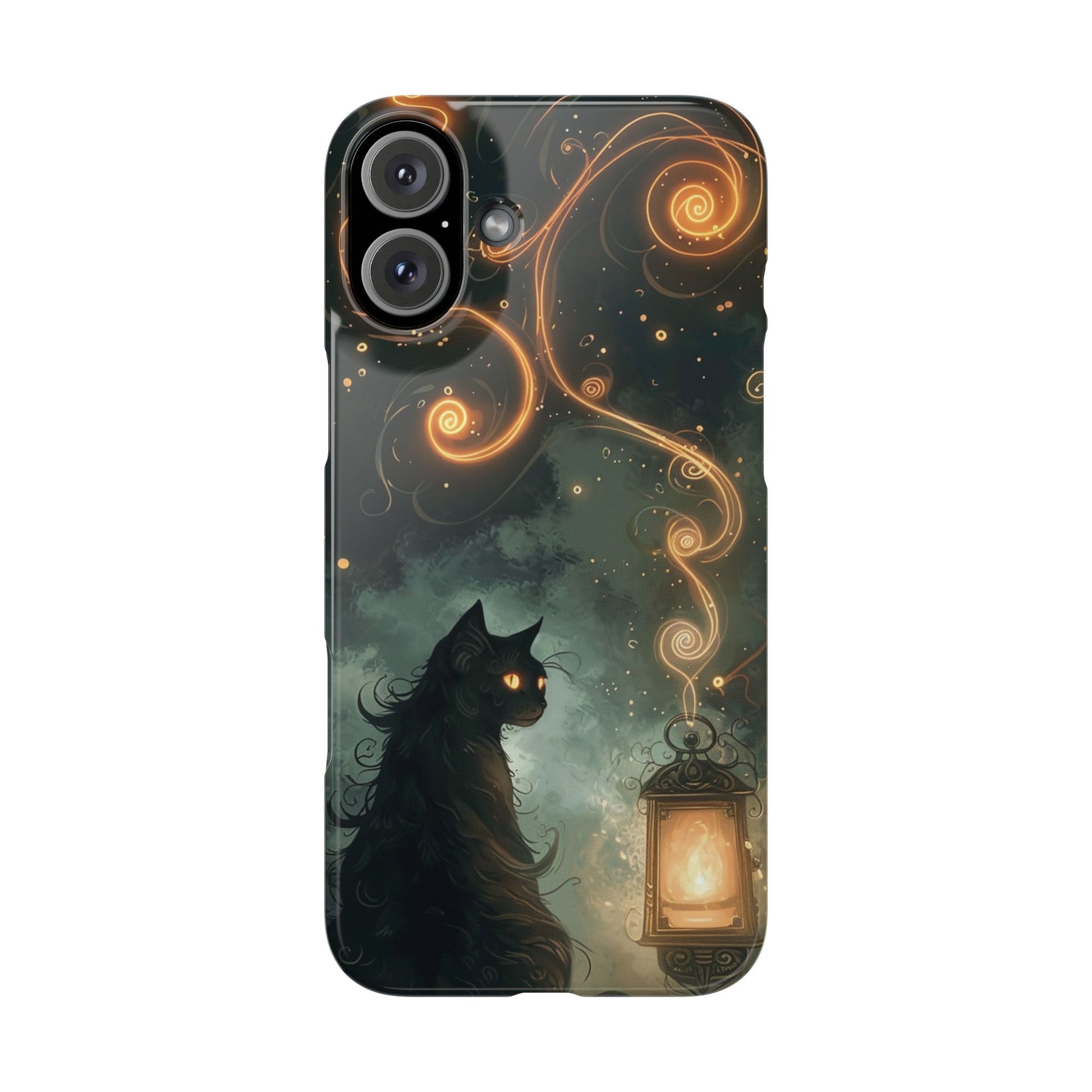 Mystical Cat Phone Case - Enchanting Dark Night Design, Perfect Gift for Cat Lovers, Halloween & Home Decor