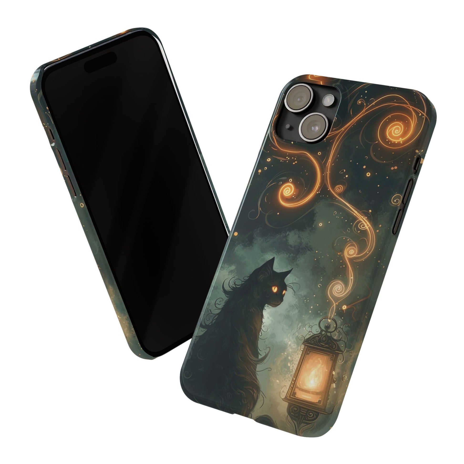 Mystical Cat Phone Case - Enchanting Dark Night Design, Perfect Gift for Cat Lovers, Halloween & Home Decor