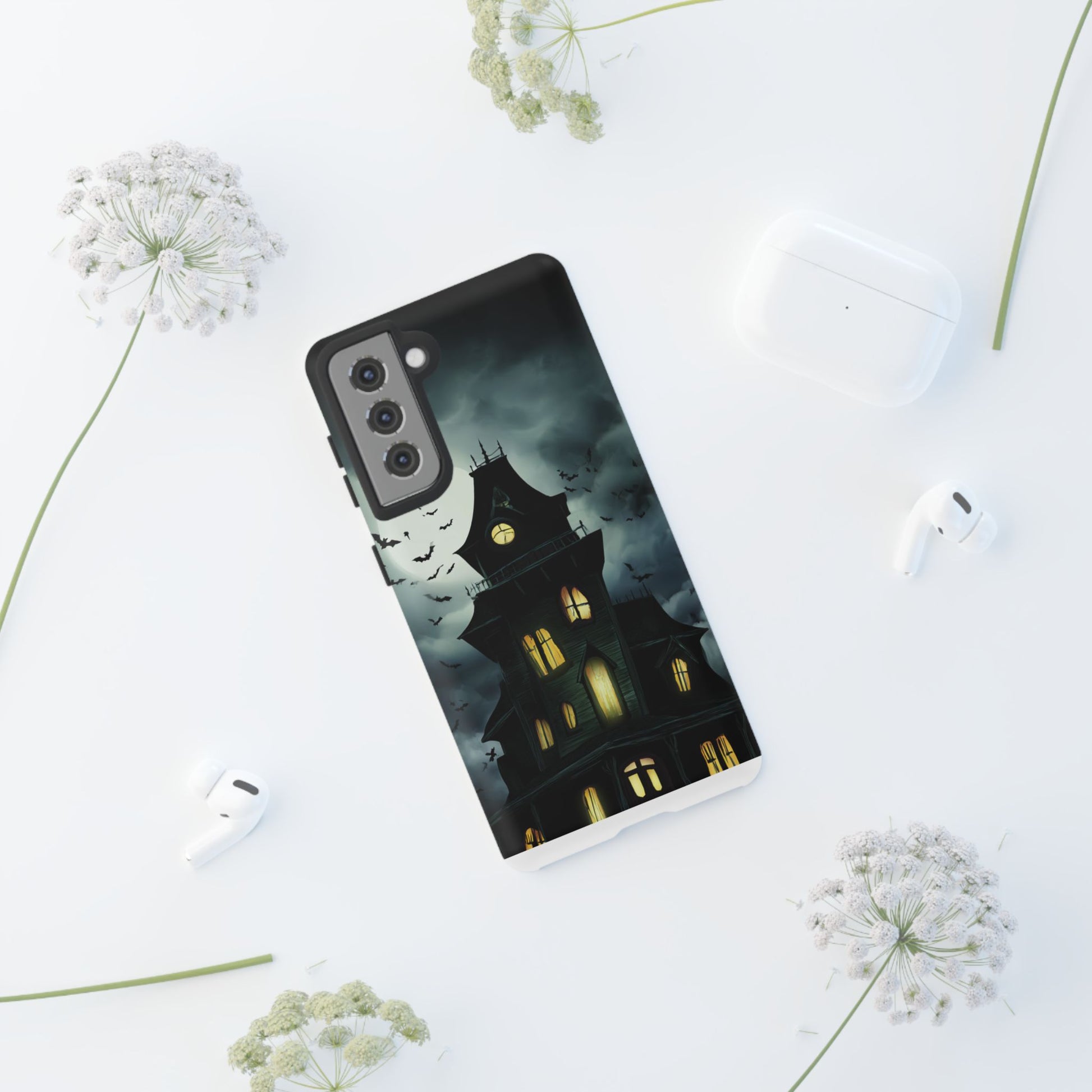Gothic Haunted House Phone Case, Spooky Halloween Accessory, Creepy Gift for Horror Lovers, Unique Mobile Cover, Fall Decoration