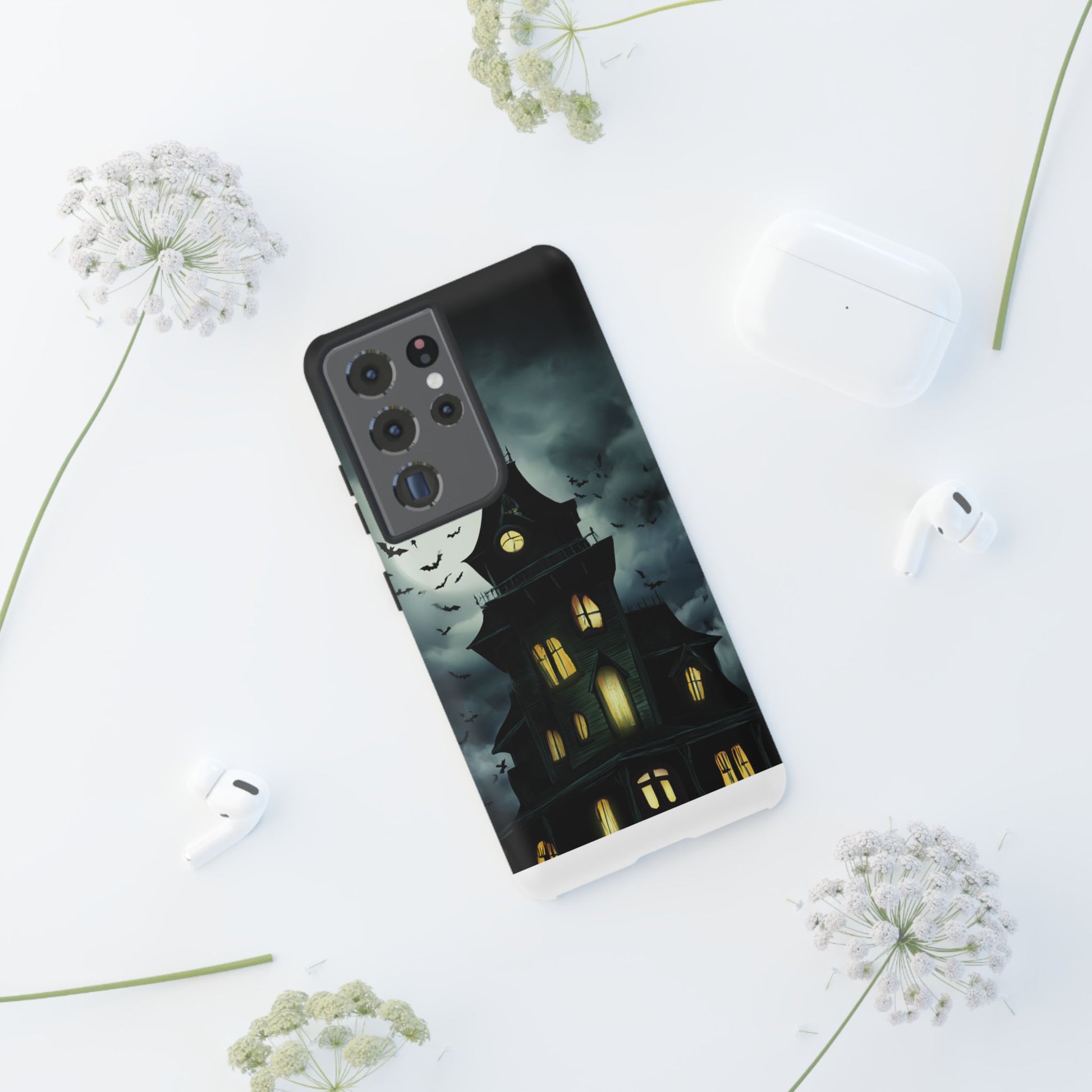 Gothic Haunted House Phone Case, Spooky Halloween Accessory, Creepy Gift for Horror Lovers, Unique Mobile Cover, Fall Decoration