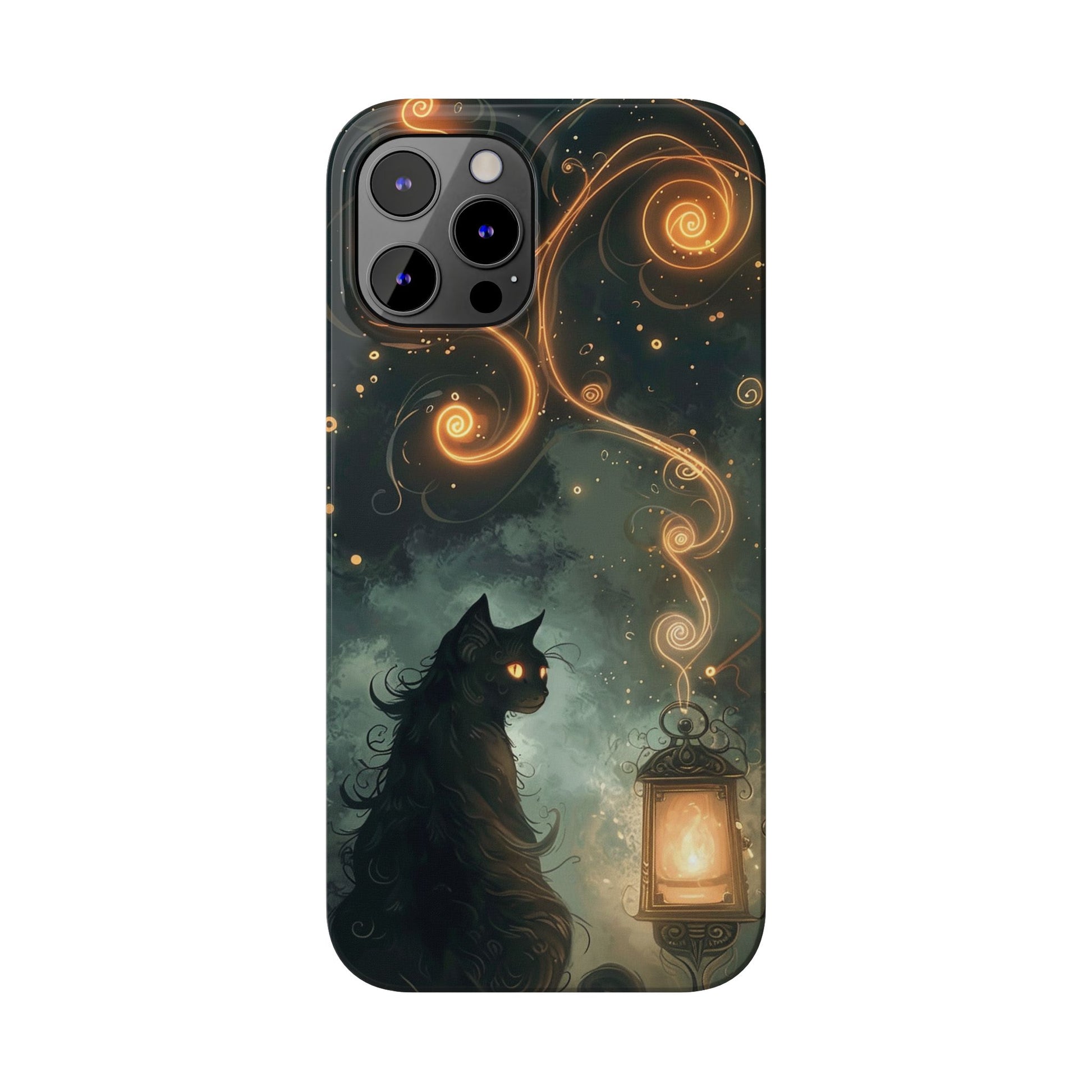 Mystical Cat Phone Case - Enchanting Dark Night Design, Perfect Gift for Cat Lovers, Halloween & Home Decor