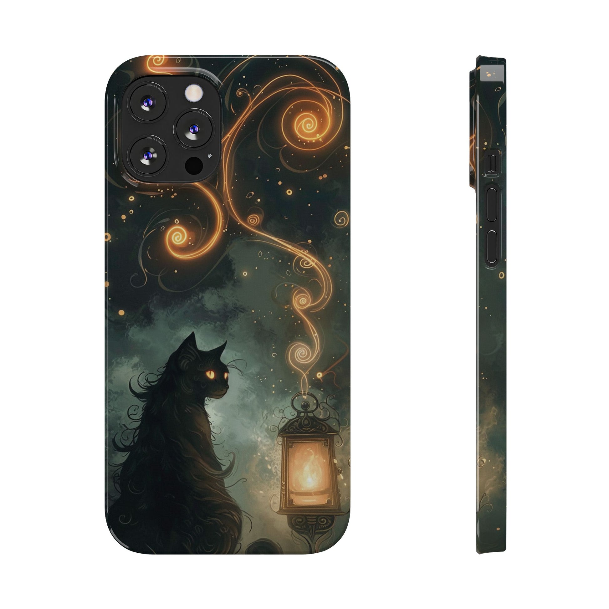 Mystical Cat Phone Case - Enchanting Dark Night Design, Perfect Gift for Cat Lovers, Halloween & Home Decor