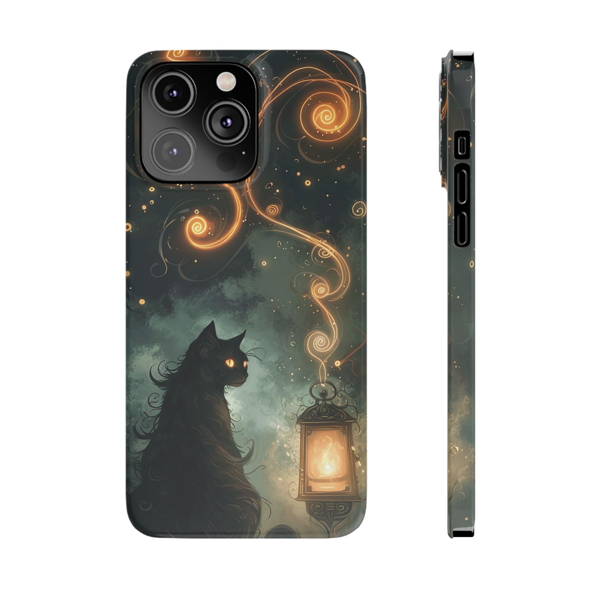 Mystical Cat Phone Case - Enchanting Dark Night Design, Perfect Gift for Cat Lovers, Halloween & Home Decor