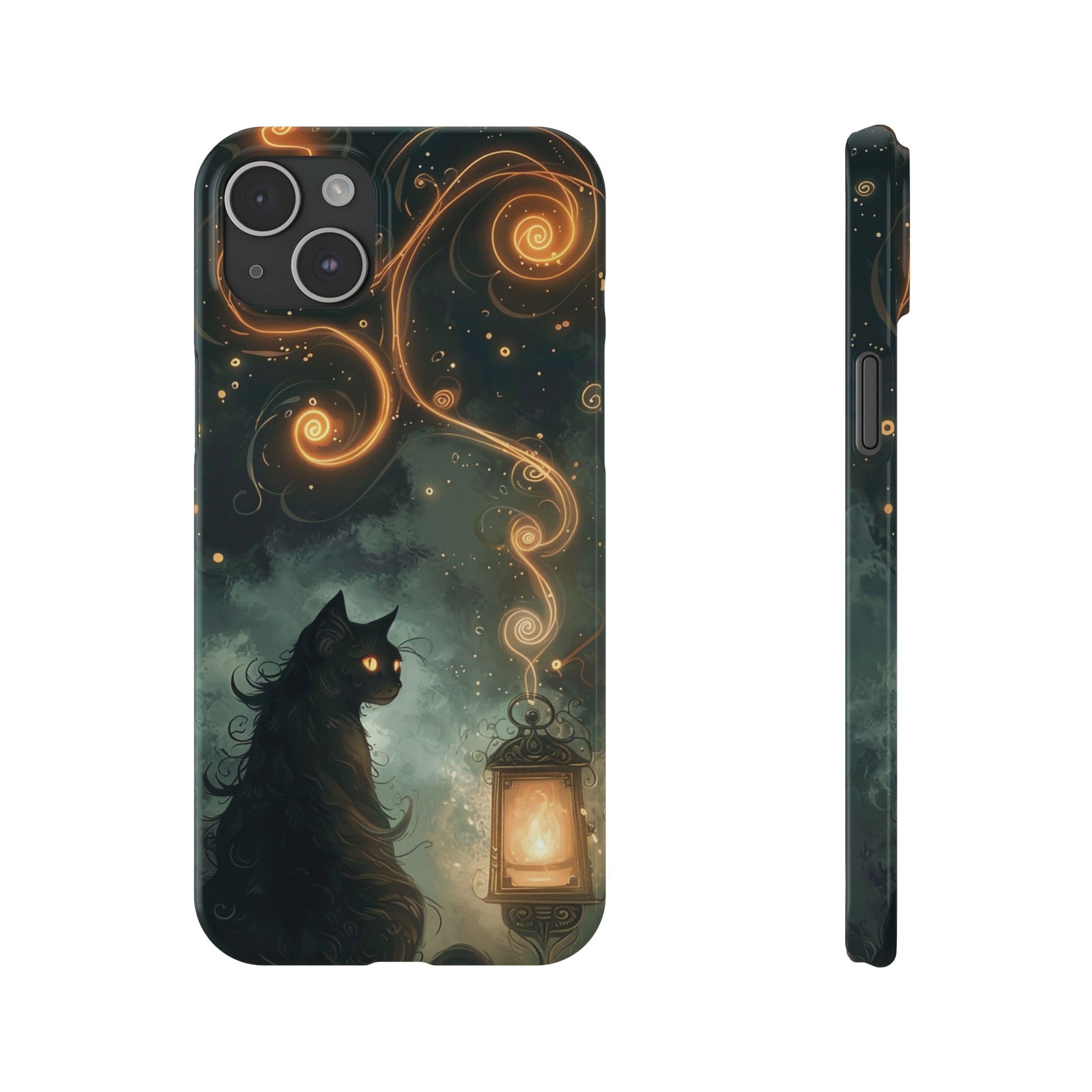 Mystical Cat Phone Case - Enchanting Dark Night Design, Perfect Gift for Cat Lovers, Halloween & Home Decor