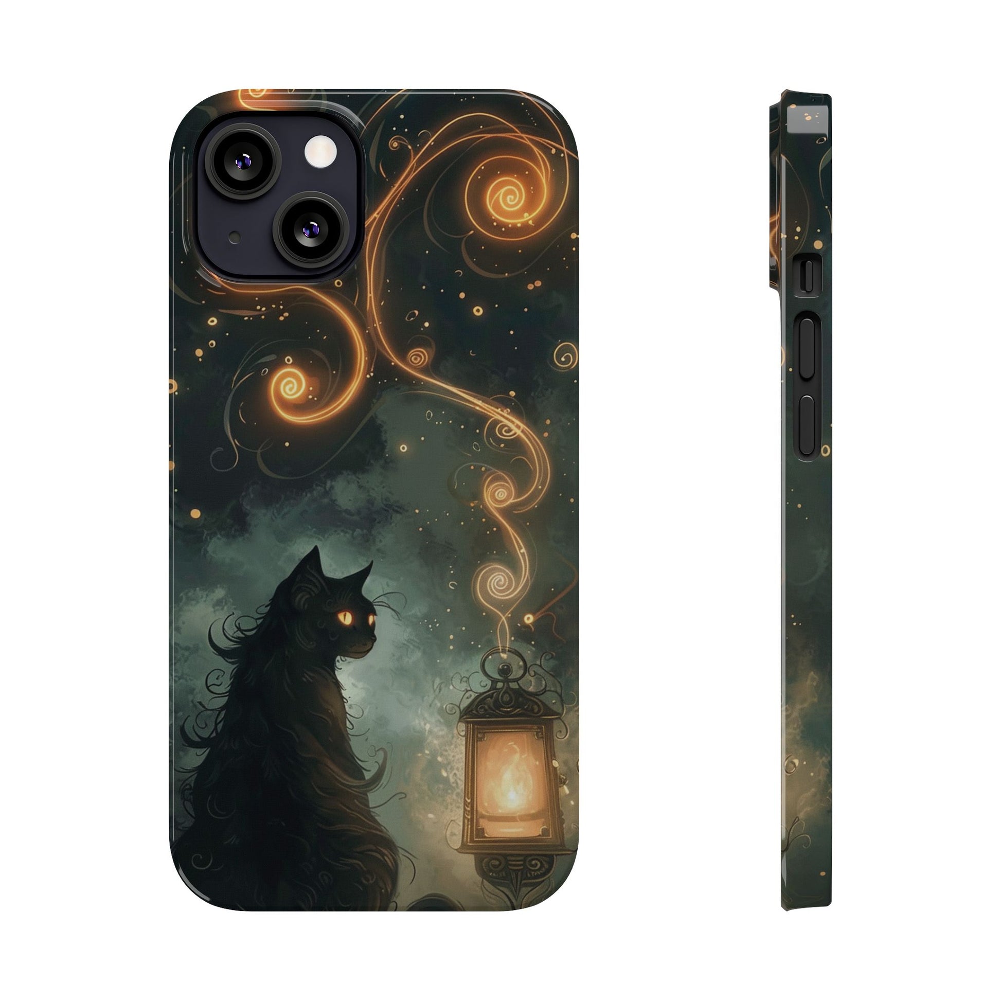 Mystical Cat Phone Case - Enchanting Dark Night Design, Perfect Gift for Cat Lovers, Halloween & Home Decor