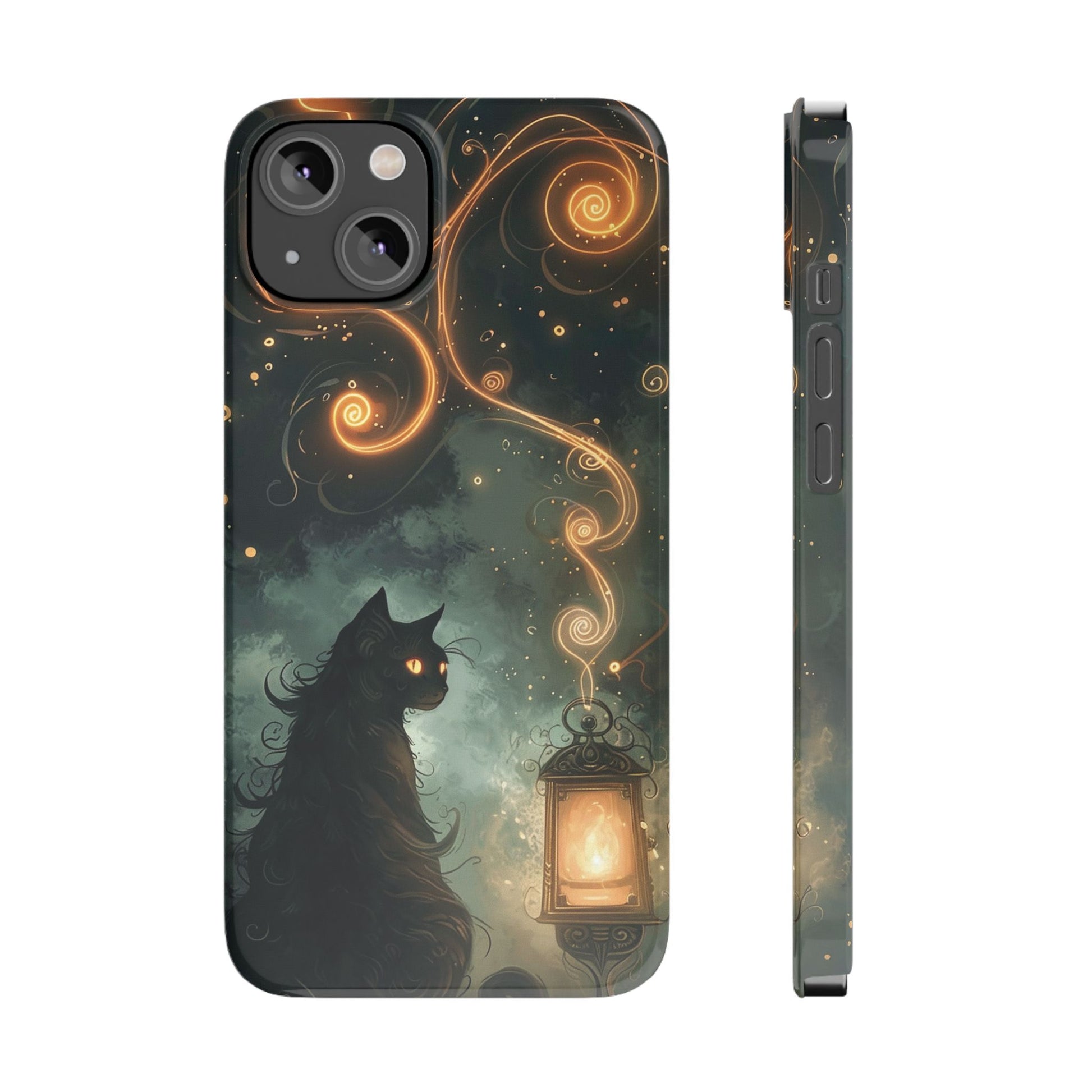 Mystical Cat Phone Case - Enchanting Dark Night Design, Perfect Gift for Cat Lovers, Halloween & Home Decor