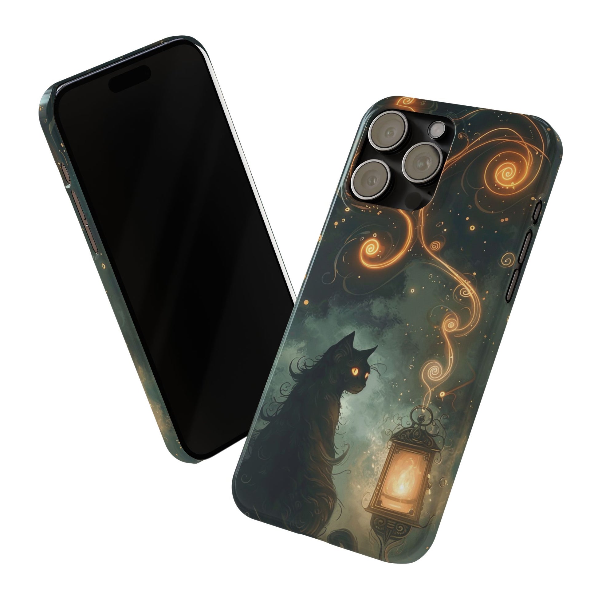 Mystical Cat Phone Case - Enchanting Dark Night Design, Perfect Gift for Cat Lovers, Halloween & Home Decor