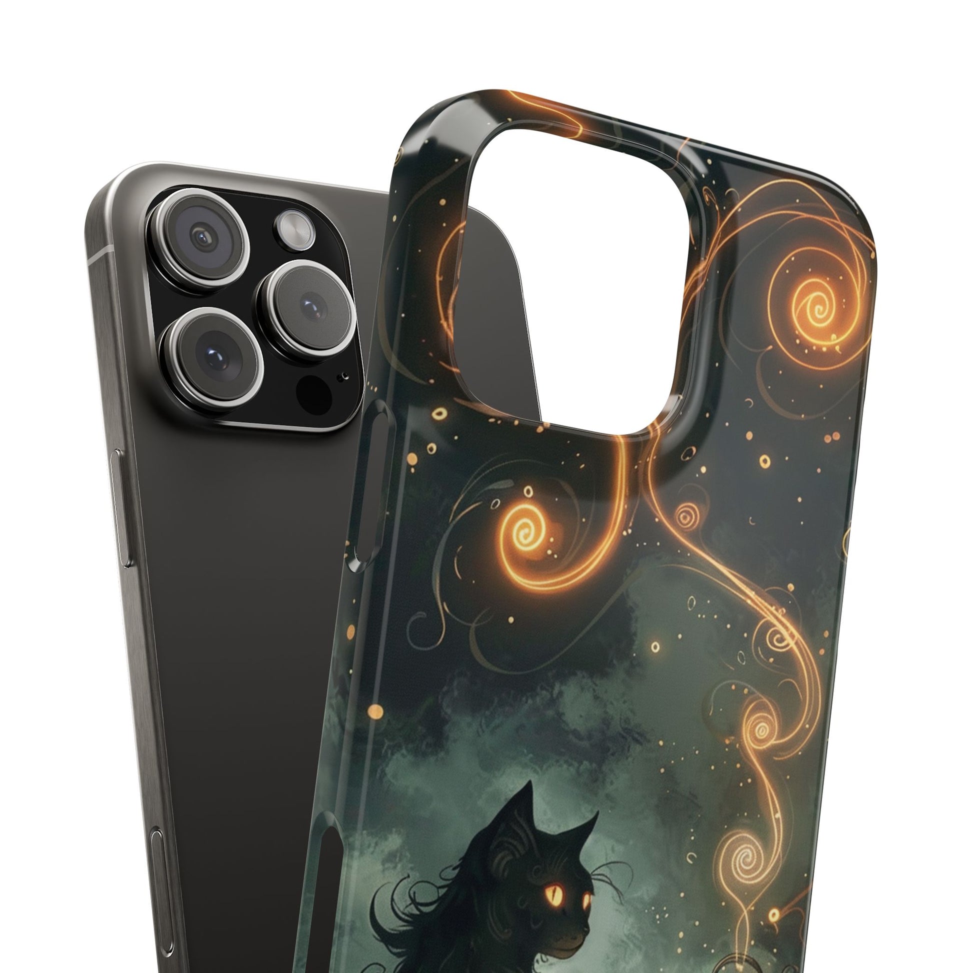 Mystical Cat Phone Case - Enchanting Dark Night Design, Perfect Gift for Cat Lovers, Halloween & Home Decor