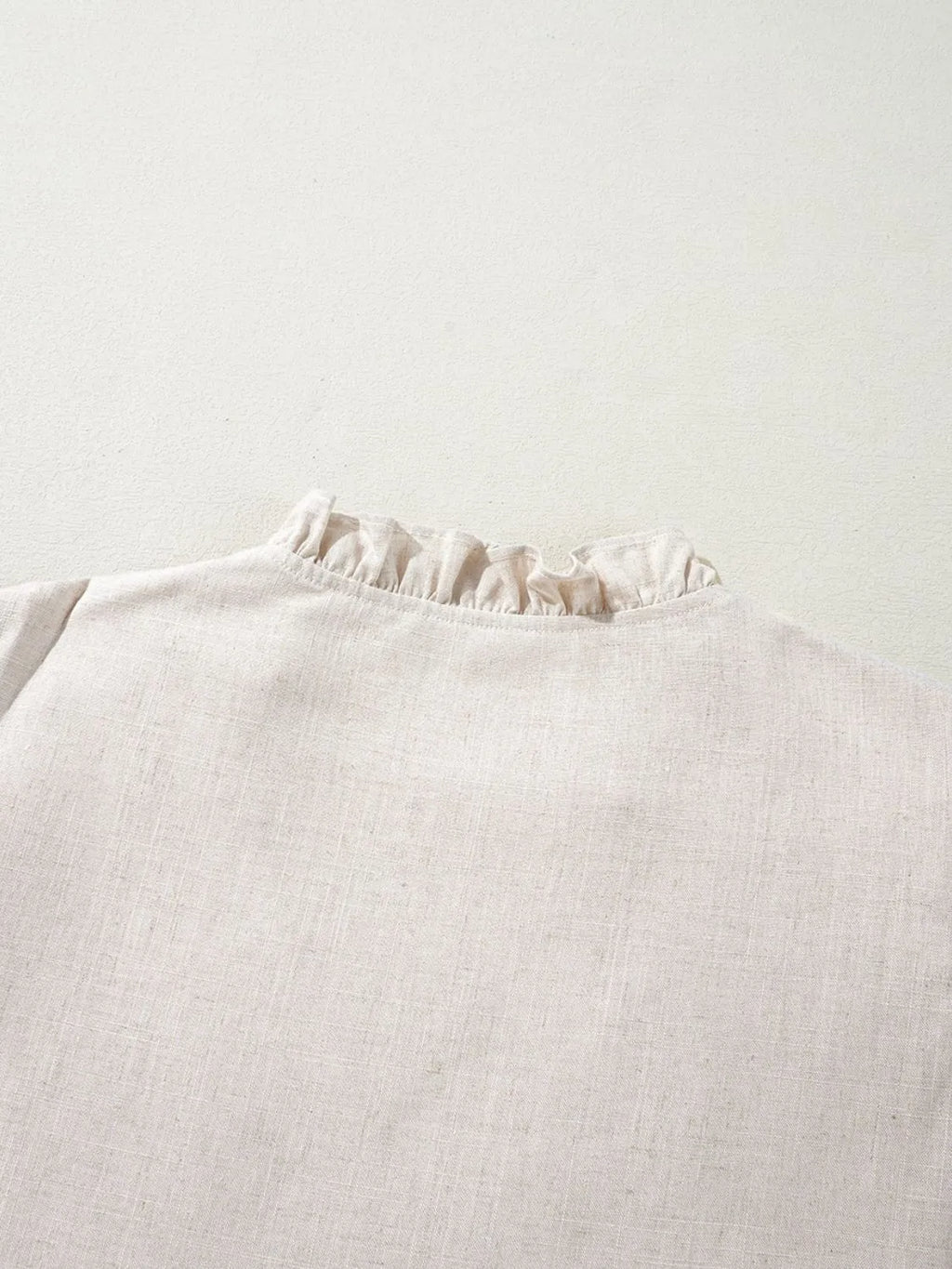Floral Embroidered Short Sleeve Notched Blouse
