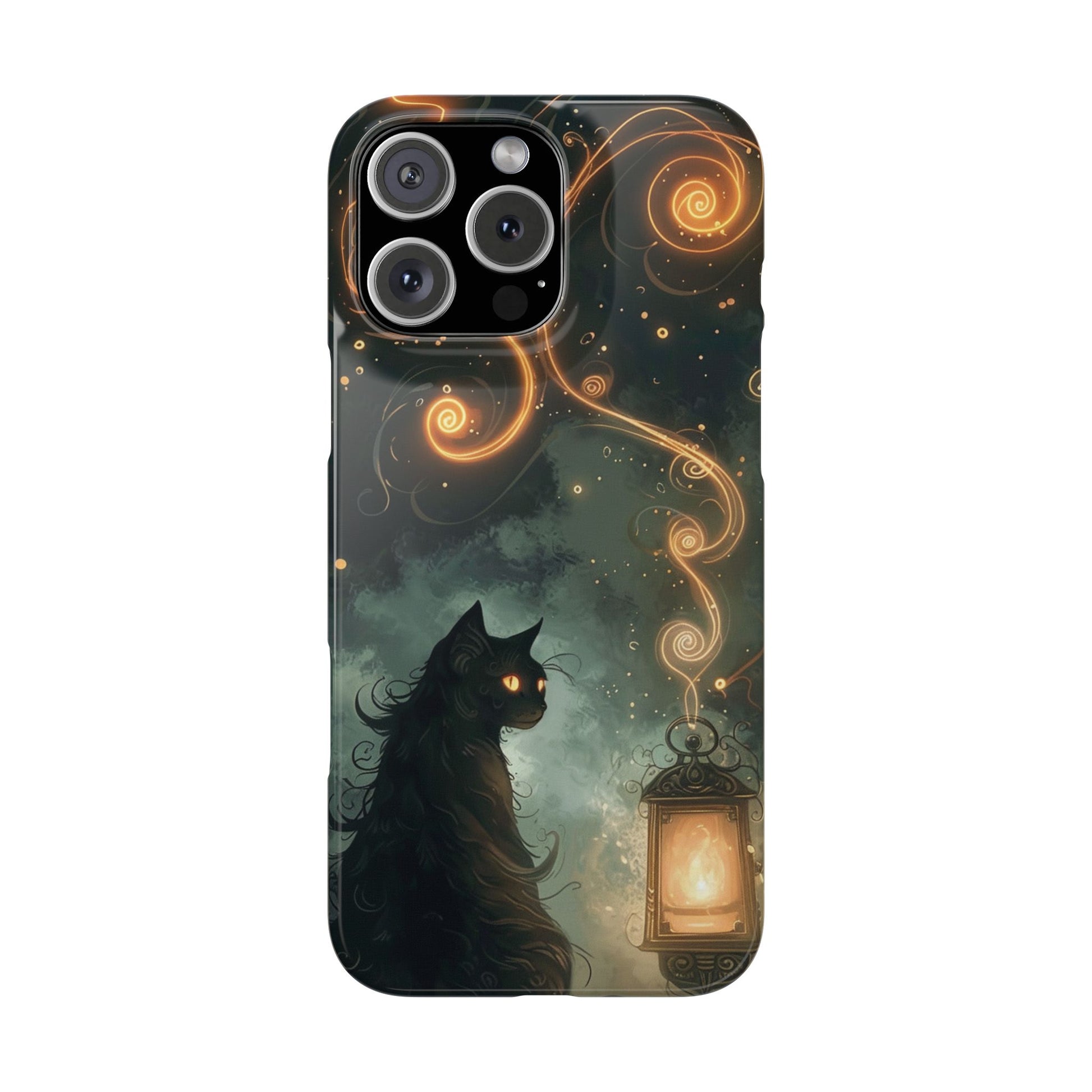 Mystical Cat Phone Case - Enchanting Dark Night Design, Perfect Gift for Cat Lovers, Halloween & Home Decor