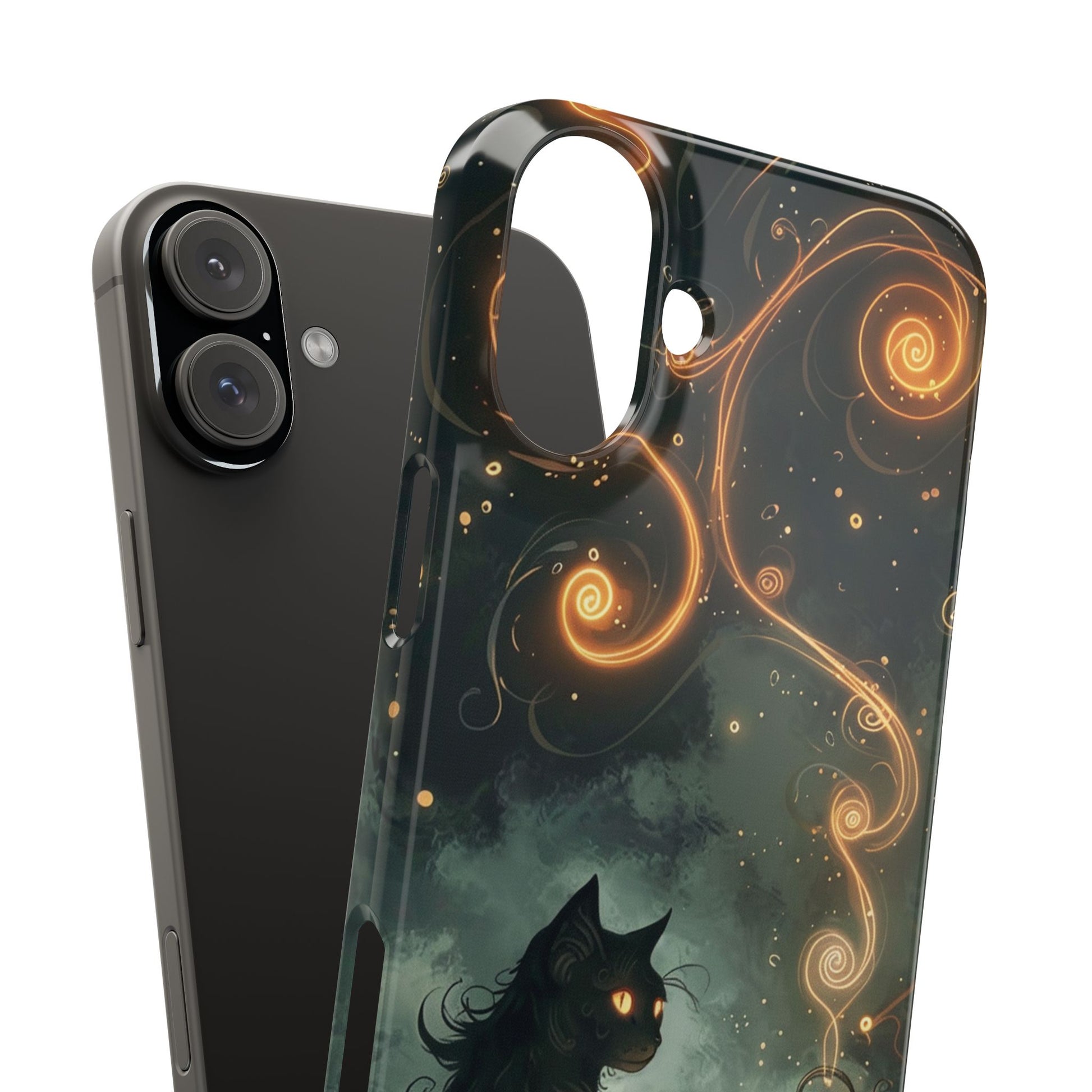 Mystical Cat Phone Case - Enchanting Dark Night Design, Perfect Gift for Cat Lovers, Halloween & Home Decor