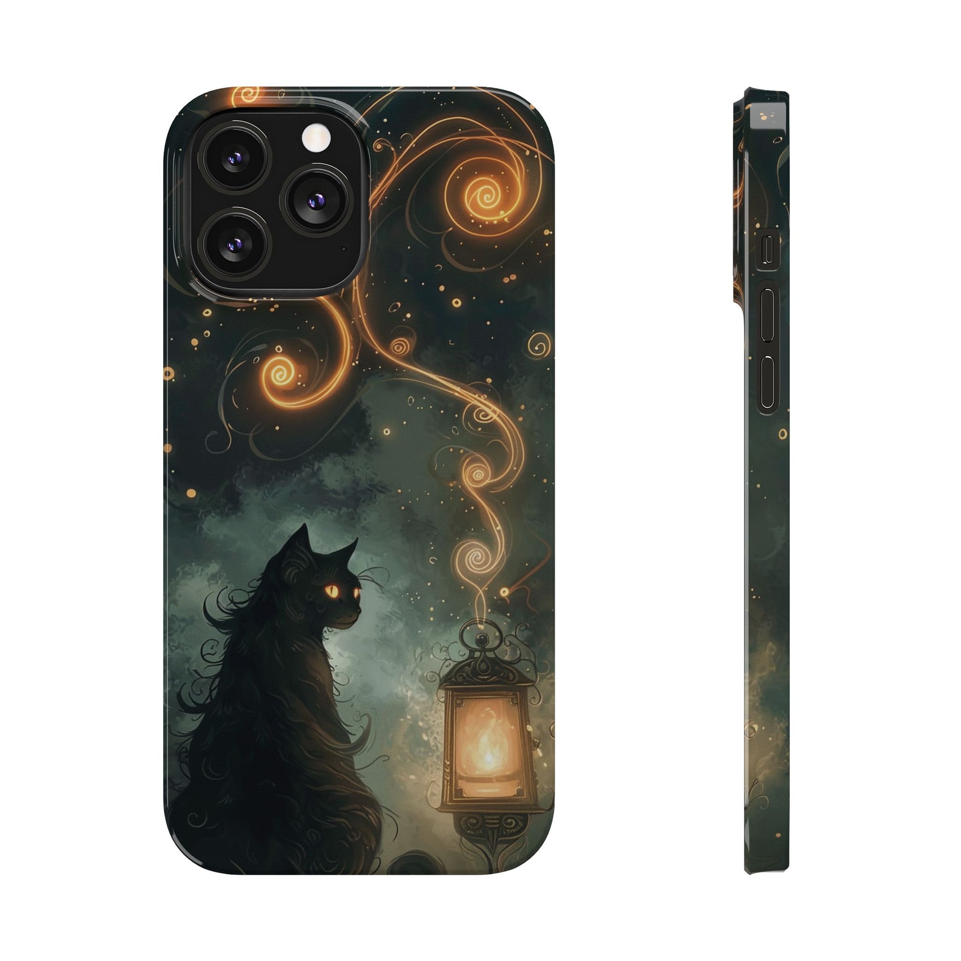 Mystical Cat Phone Case - Enchanting Dark Night Design, Perfect Gift for Cat Lovers, Halloween & Home Decor