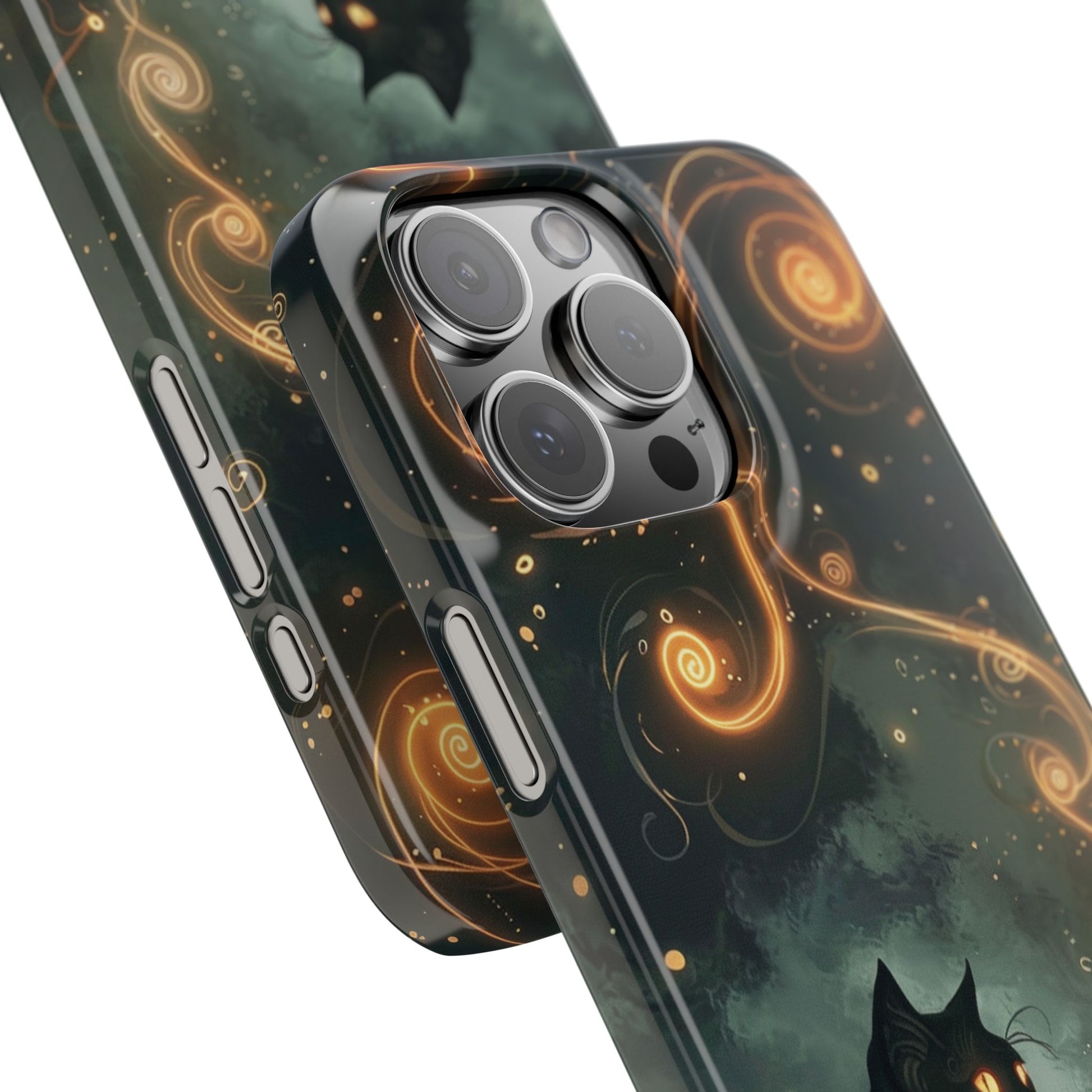 Mystical Cat Phone Case - Enchanting Dark Night Design, Perfect Gift for Cat Lovers, Halloween & Home Decor
