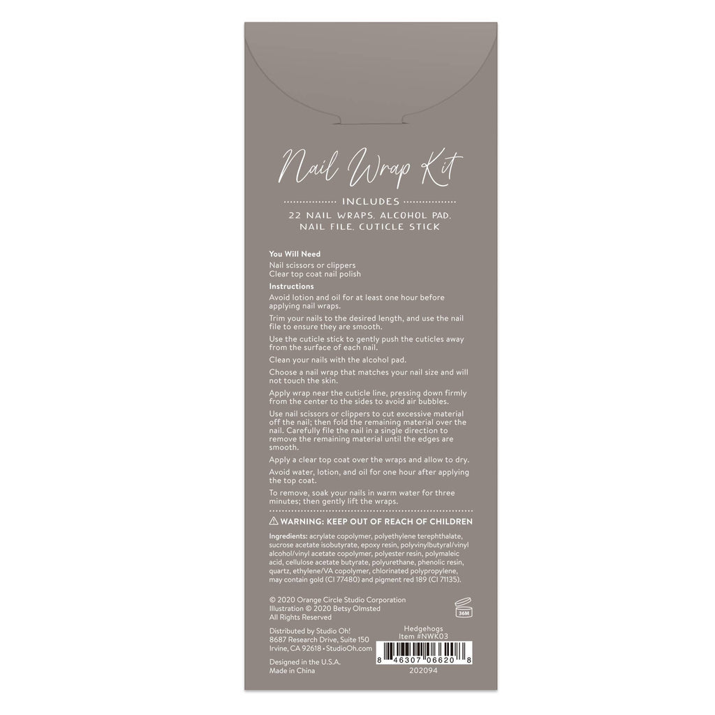 Hedgehogs Nail Wrap Kit | Porcupine Nail Care Arts Tools Accessories | On-the-go Travel Kit