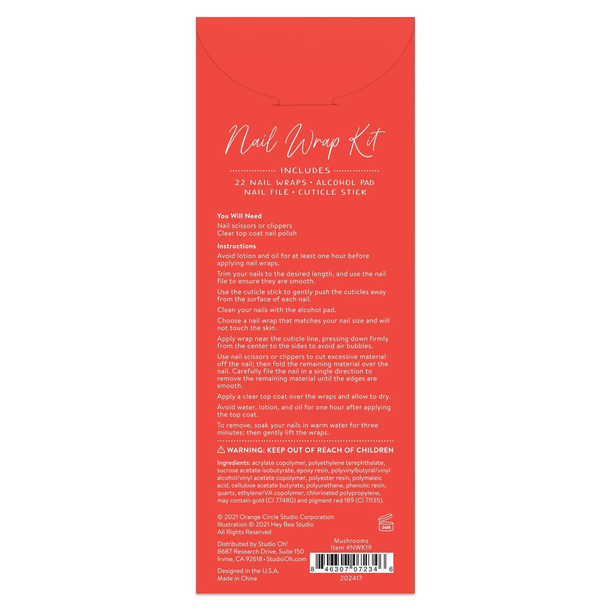 Mushrooms Nail Wrap Kit in Aegean Blue | Nail Care Arts Tools Accessories | On-the-go Travel Kit
