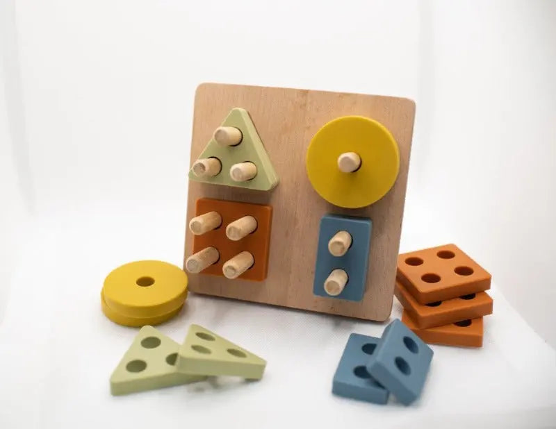 Shape Puzzle Toy + Geometric + Wood & Silicone + Montessori | LYTL®️